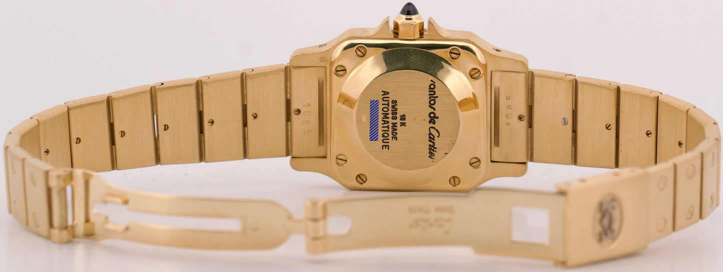 Ladies Cartier Santos WHITE ROMAN DIAMOND 18K Yellow Gold Automatic 24mm 8170