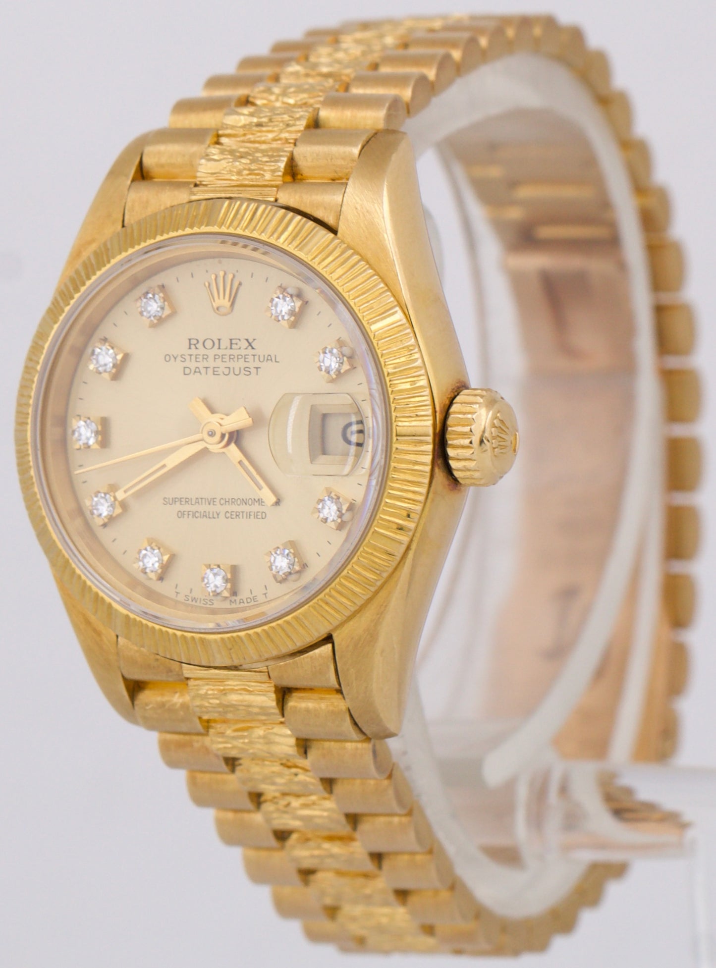 Rolex PAPERS DateJust President Blue 26mm BARK 18K Yellow Gold 69278 Watch BOX