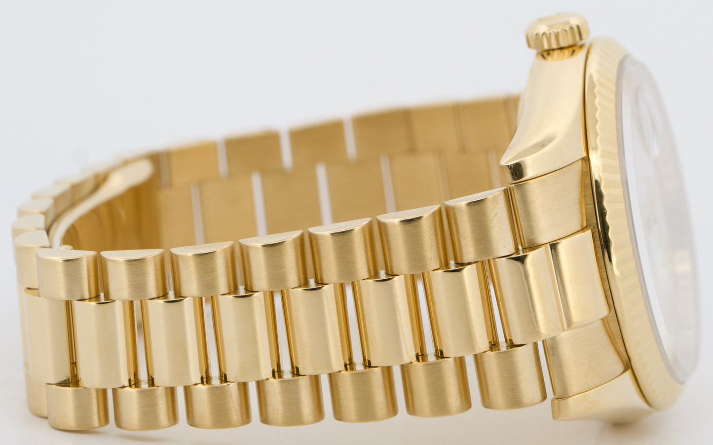 Rolex Day-Date President WHITE ROMAN 18K Yellow Gold Fluted 36mm 118238 BOX