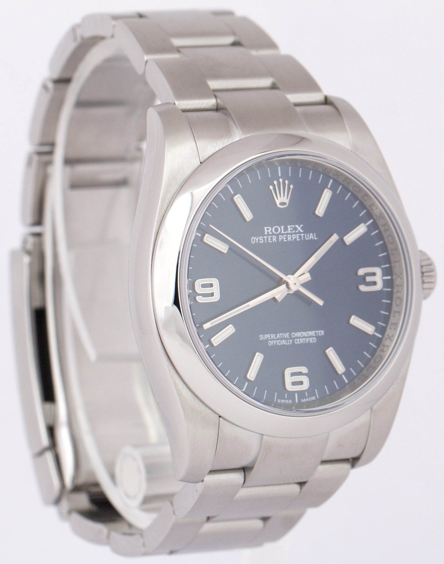MINT Rolex Oyster Perpetual BLUE Stainless Steel 3-6-9 Automatic 36mm 116000