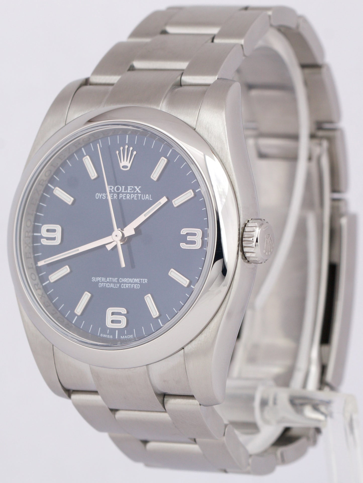 MINT Rolex Oyster Perpetual BLUE Stainless Steel 3-6-9 Automatic 36mm 116000