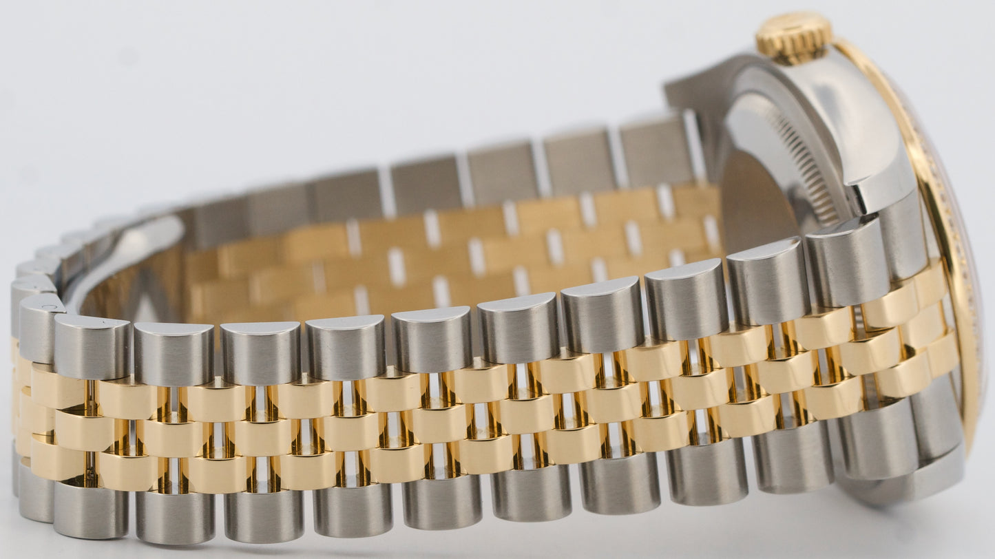 PAPERS Rolex DateJust 36mm FACTORY RHODIUM DIAMOND 18K Gold JUBILEE 116243 BOX