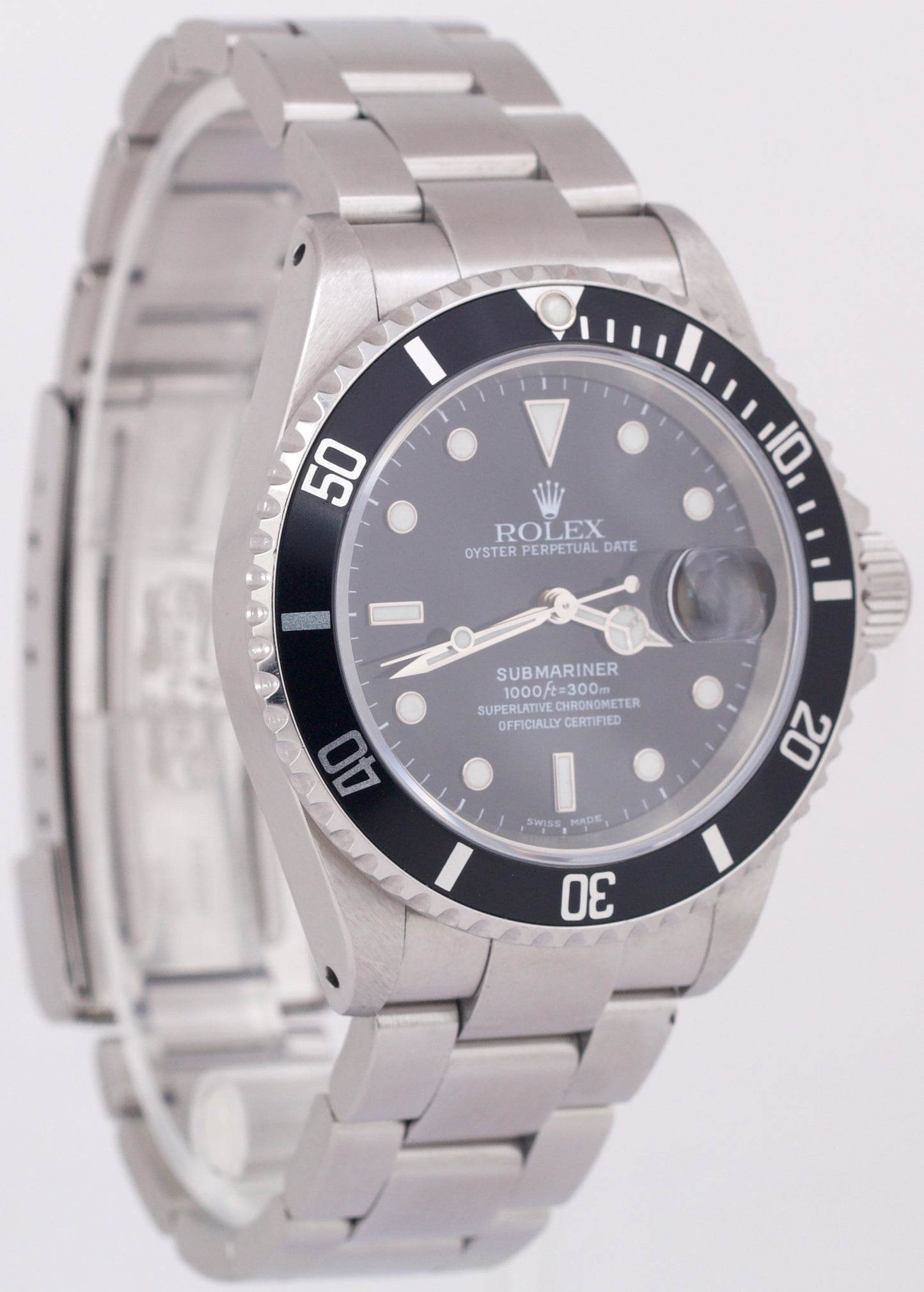 Rolex Submariner Date Black Stainless Steel Automatic Oyster 40mm 16610 Watch