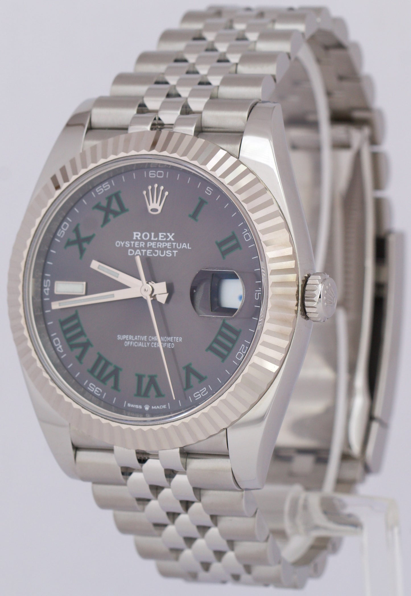 NEW PAPERS Rolex DateJust 41 WIMBLEDON 18K Gold JUBILEE Fluted 41mm 126334 BOX