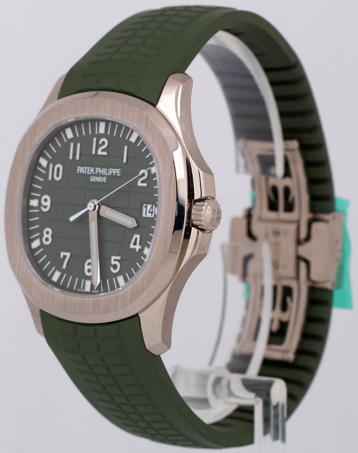 MINT Patek Philippe Aquanaut GREEN 18K White Gold Rubber 42.2mm Watch 5168G-010