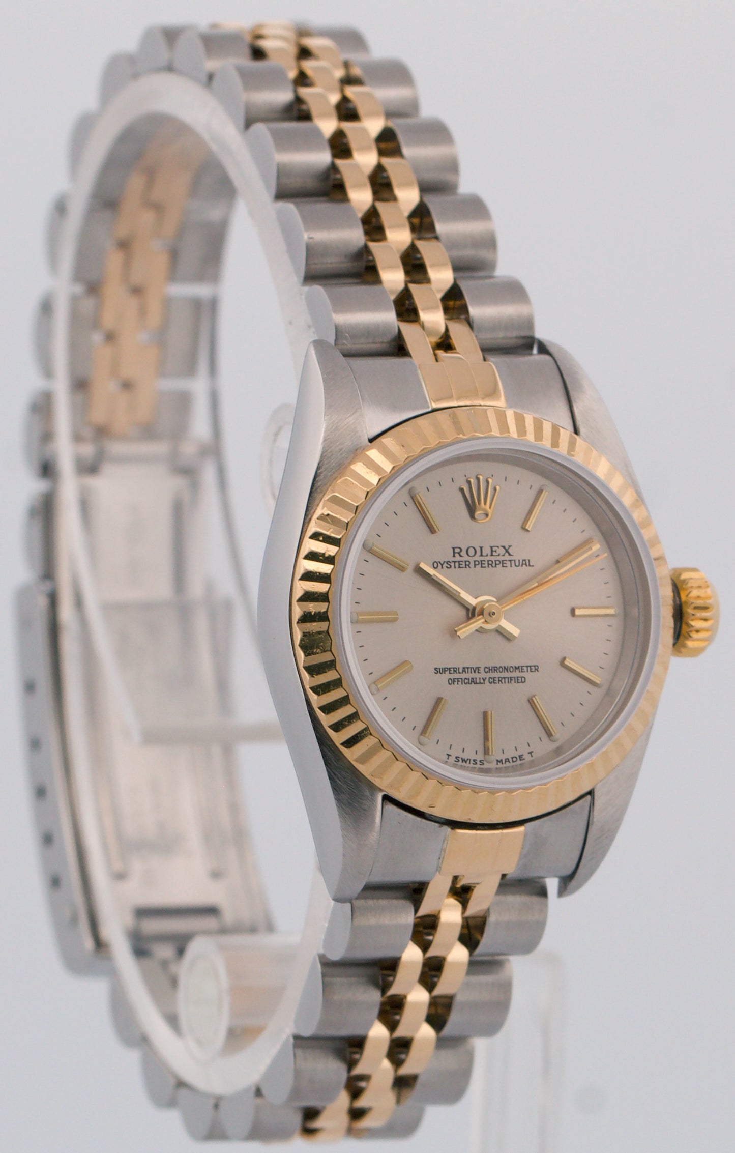 PAPERS Rolex Oyster Perpetual 24mm SILVER Two-Tone Gold Steel JUBILEE 67193 BOX