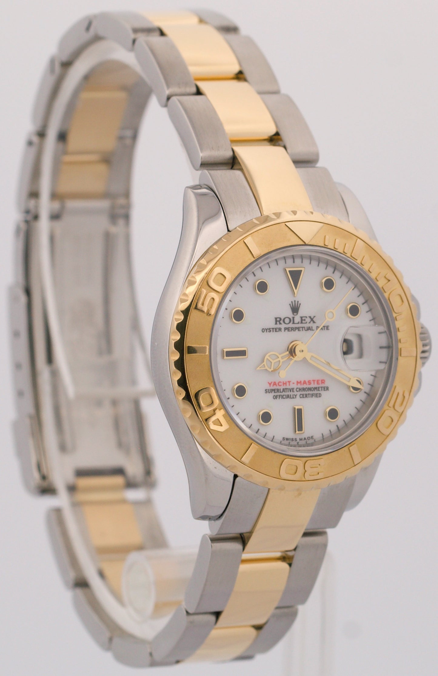PAPERS Ladies Rolex Yacht-Master 29mm WHITE 169623 Two-Tone 18K Gold Watch BOX