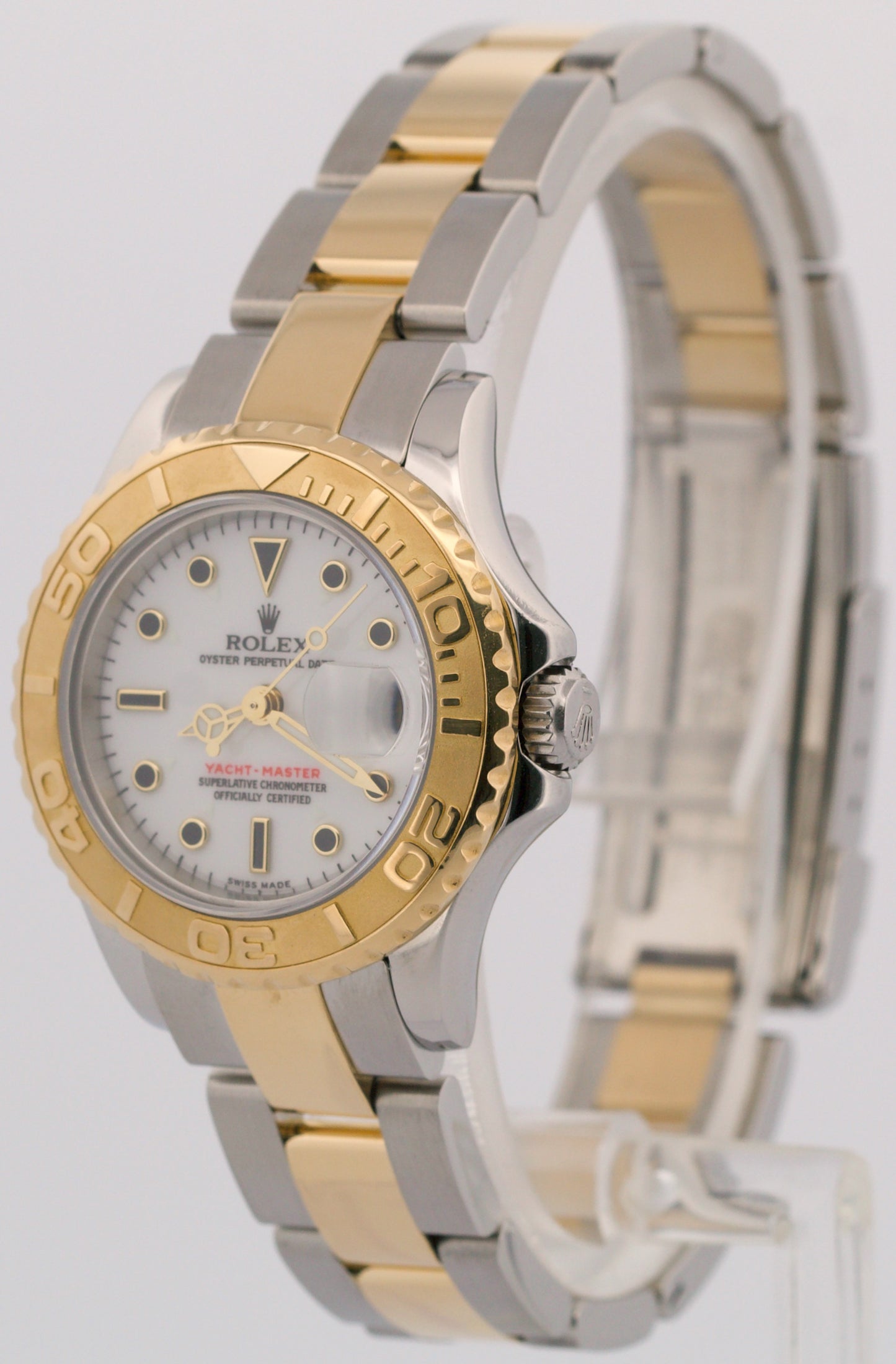 PAPERS Ladies Rolex Yacht-Master 29mm WHITE 169623 Two-Tone 18K Gold Watch BOX