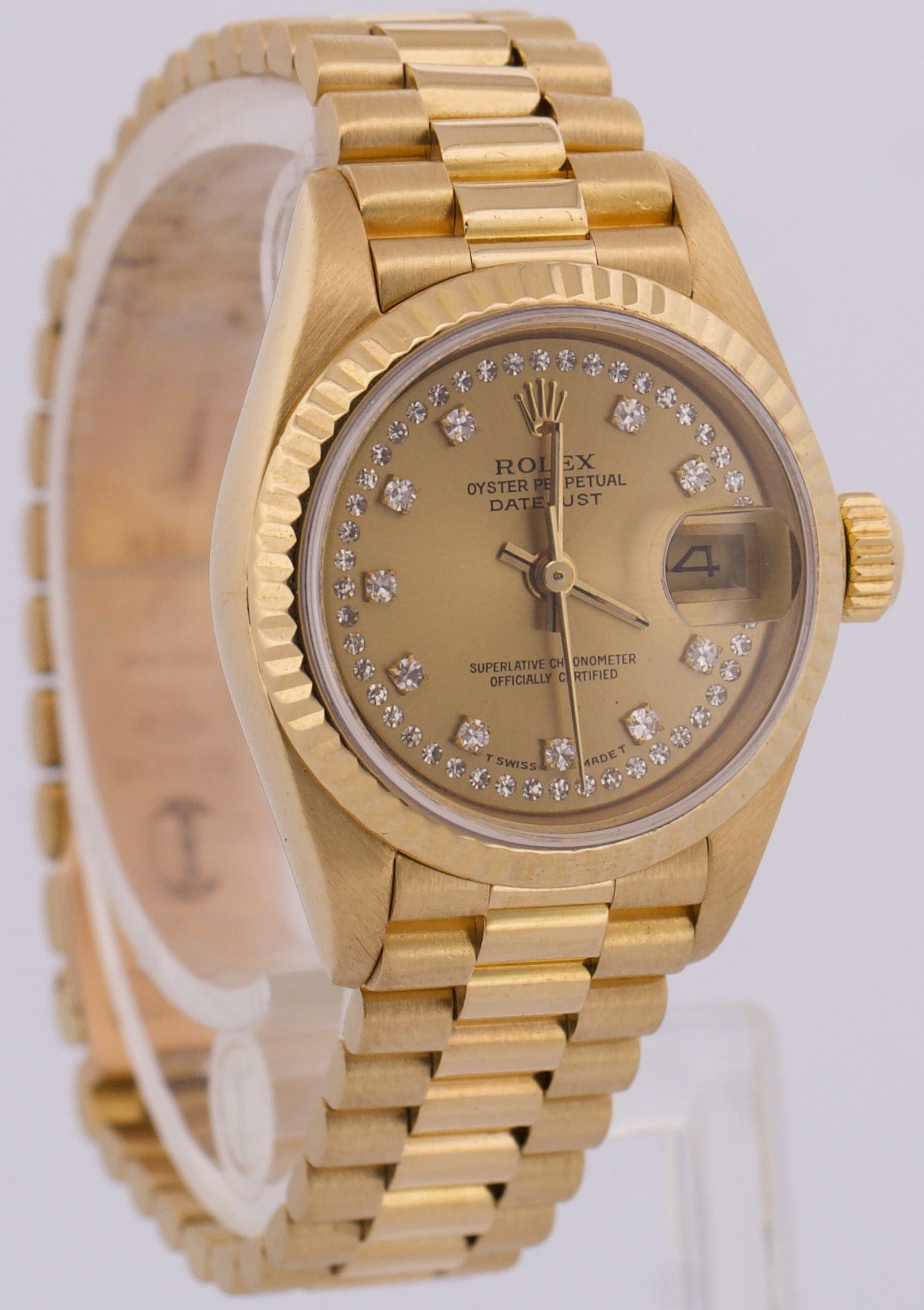 Rolex DateJust President 26mm FACTORY CHAMPAGNE DIAMOND STRING 18K Gold 69178