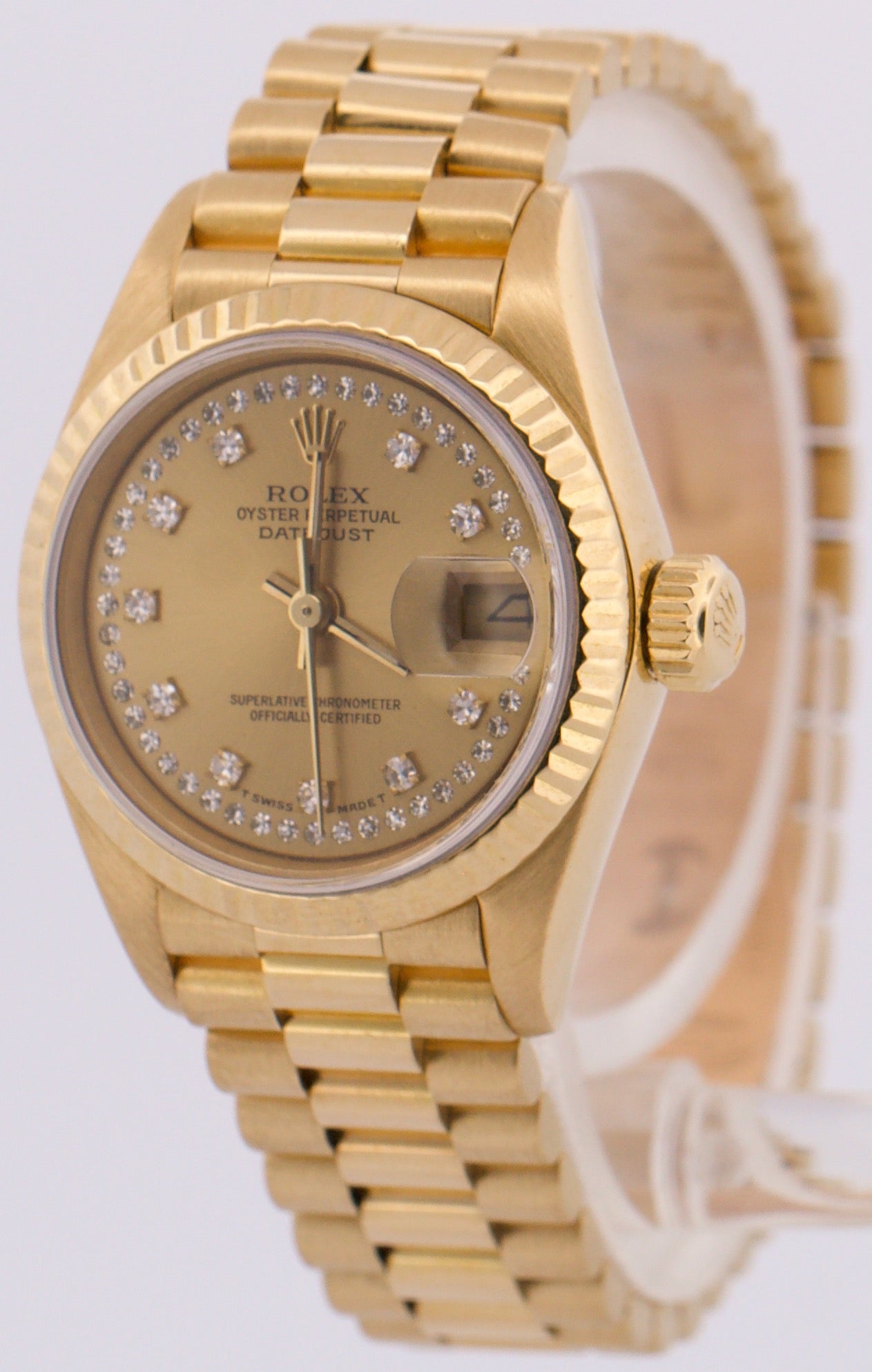 Rolex DateJust President 26mm FACTORY CHAMPAGNE DIAMOND STRING 18K Gold 69178