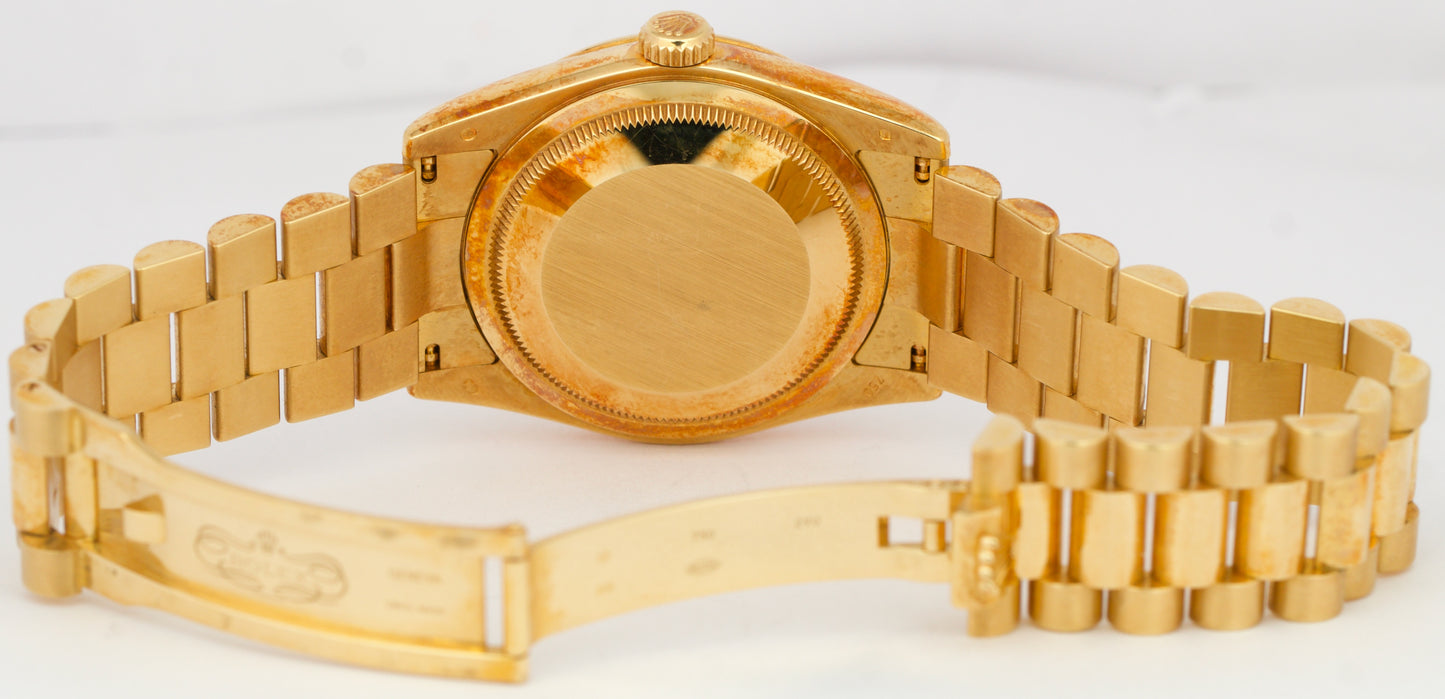 UNPOLISHED PAPERS Rolex Day-Date WHITE ROMAN 36mm 18K Gold PATINA 118238 BOX