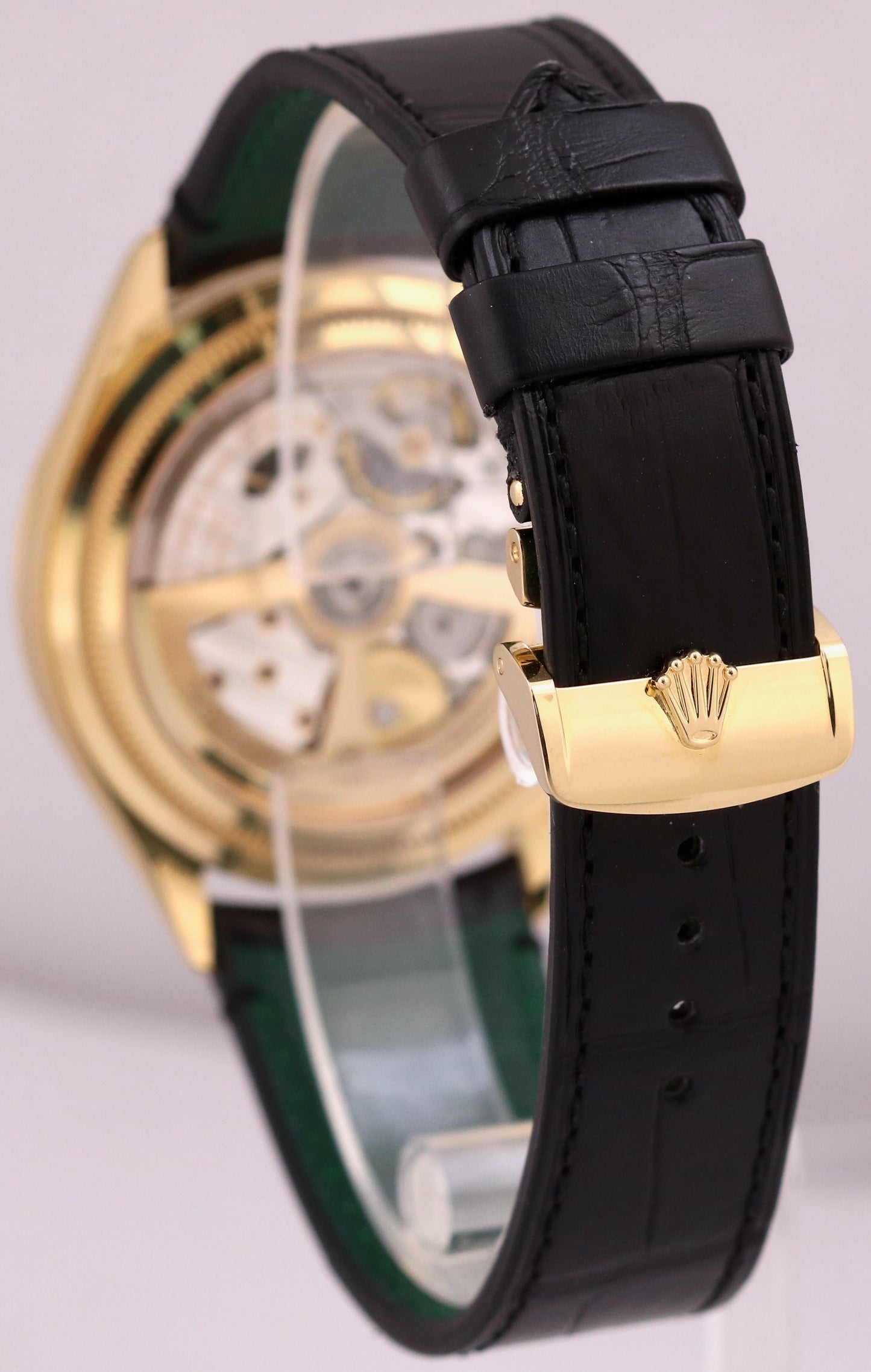 MINT 2024 PAPERS Rolex 1908 BLACK 18K Yellow Gold 39mm Leather 52508 Watch BOX