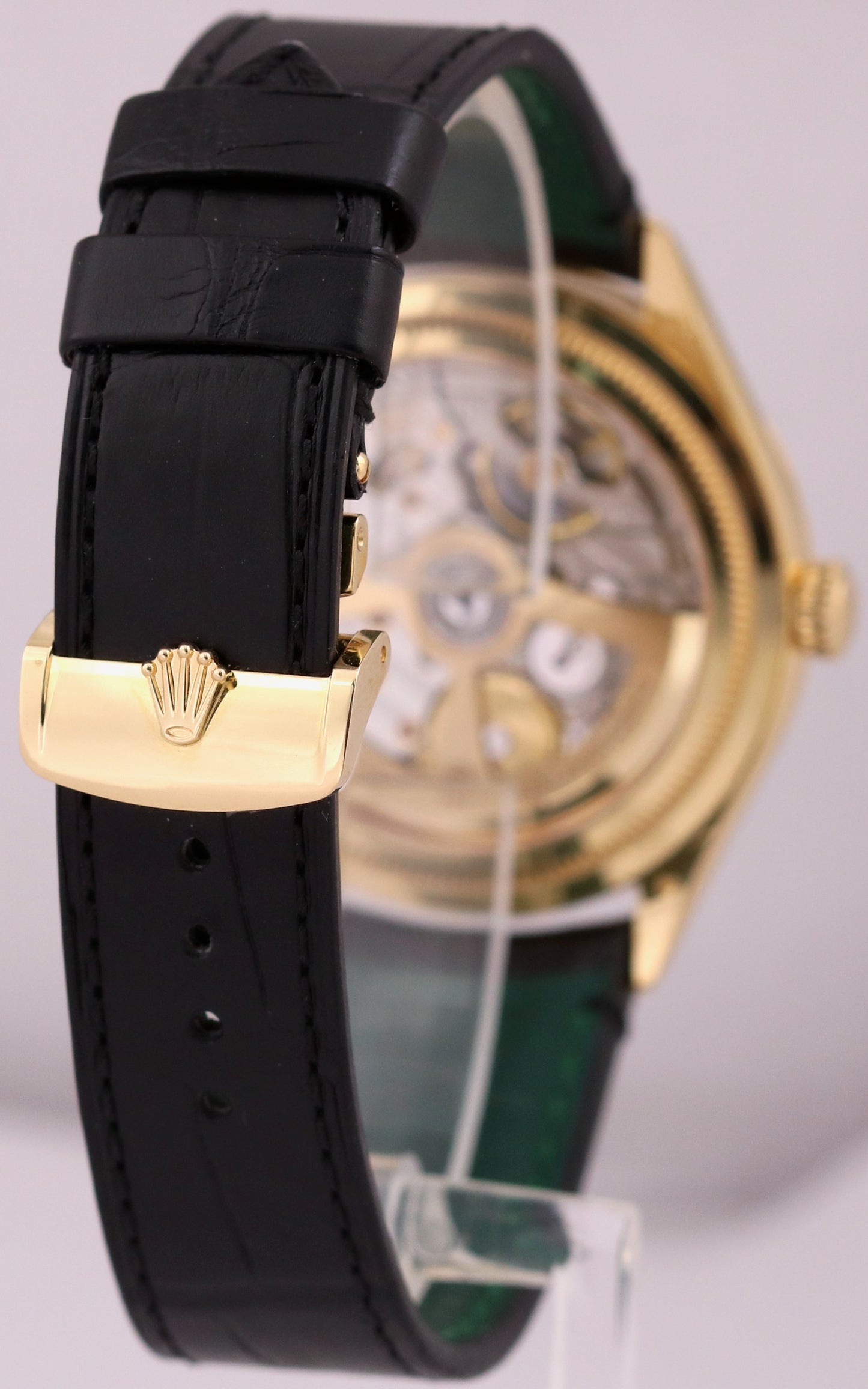 MINT 2024 PAPERS Rolex 1908 BLACK 18K Yellow Gold 39mm Leather 52508 Watch BOX