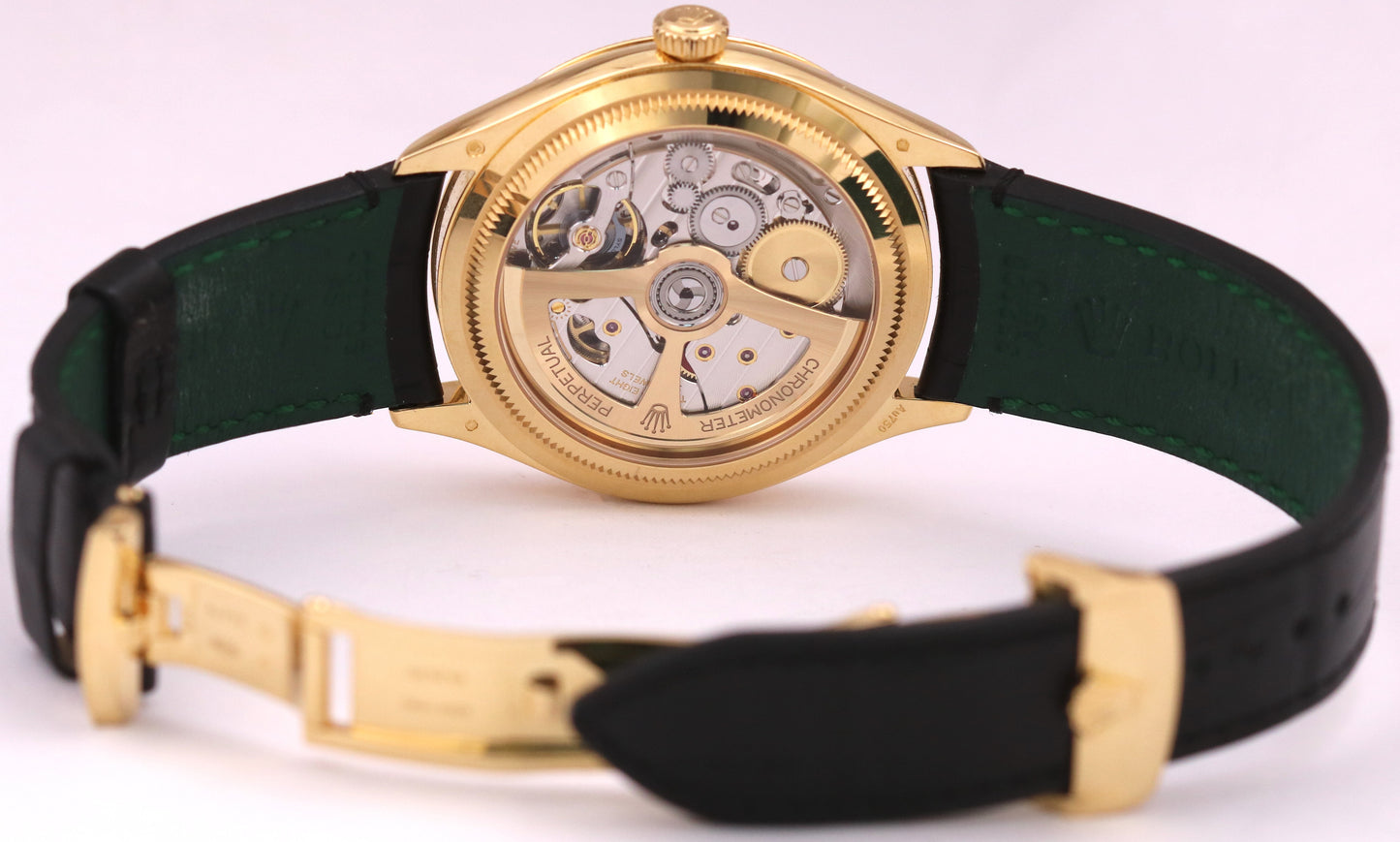 MINT 2024 PAPERS Rolex 1908 BLACK 18K Yellow Gold 39mm Leather 52508 Watch BOX