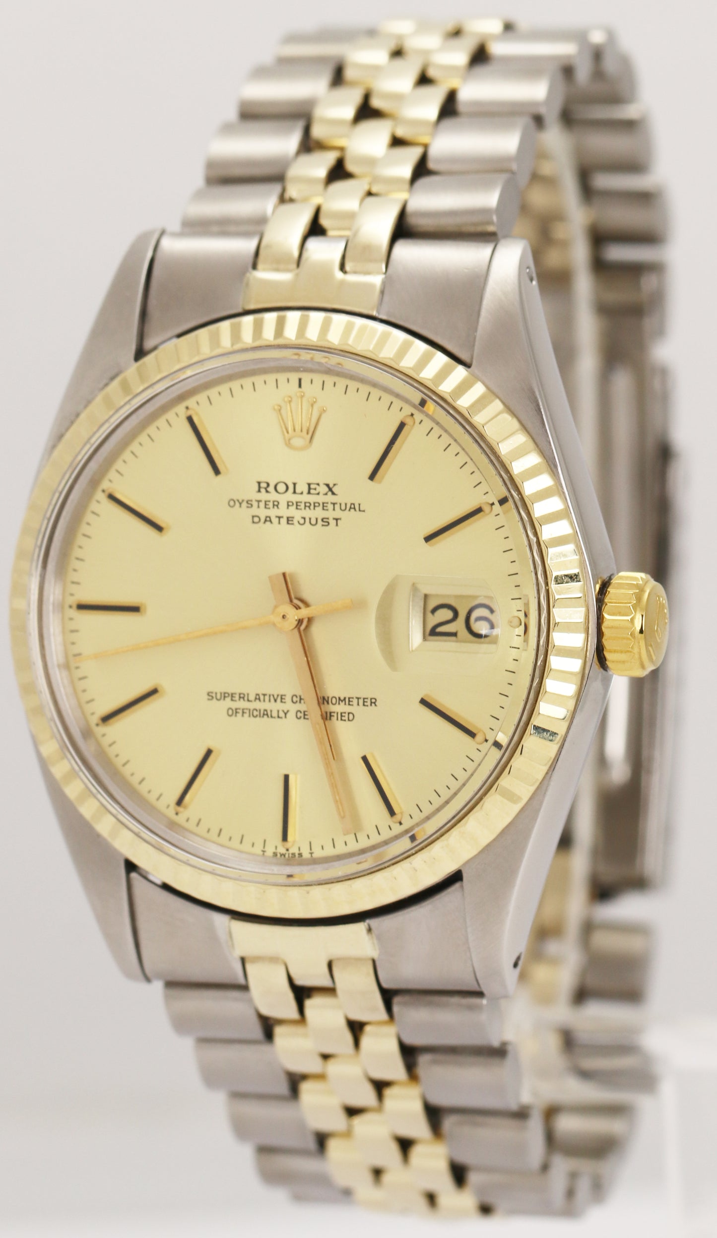 Rolex DateJust 36mm Champagne 18K Yellow Gold Stainless Two-Tone Watch 16013