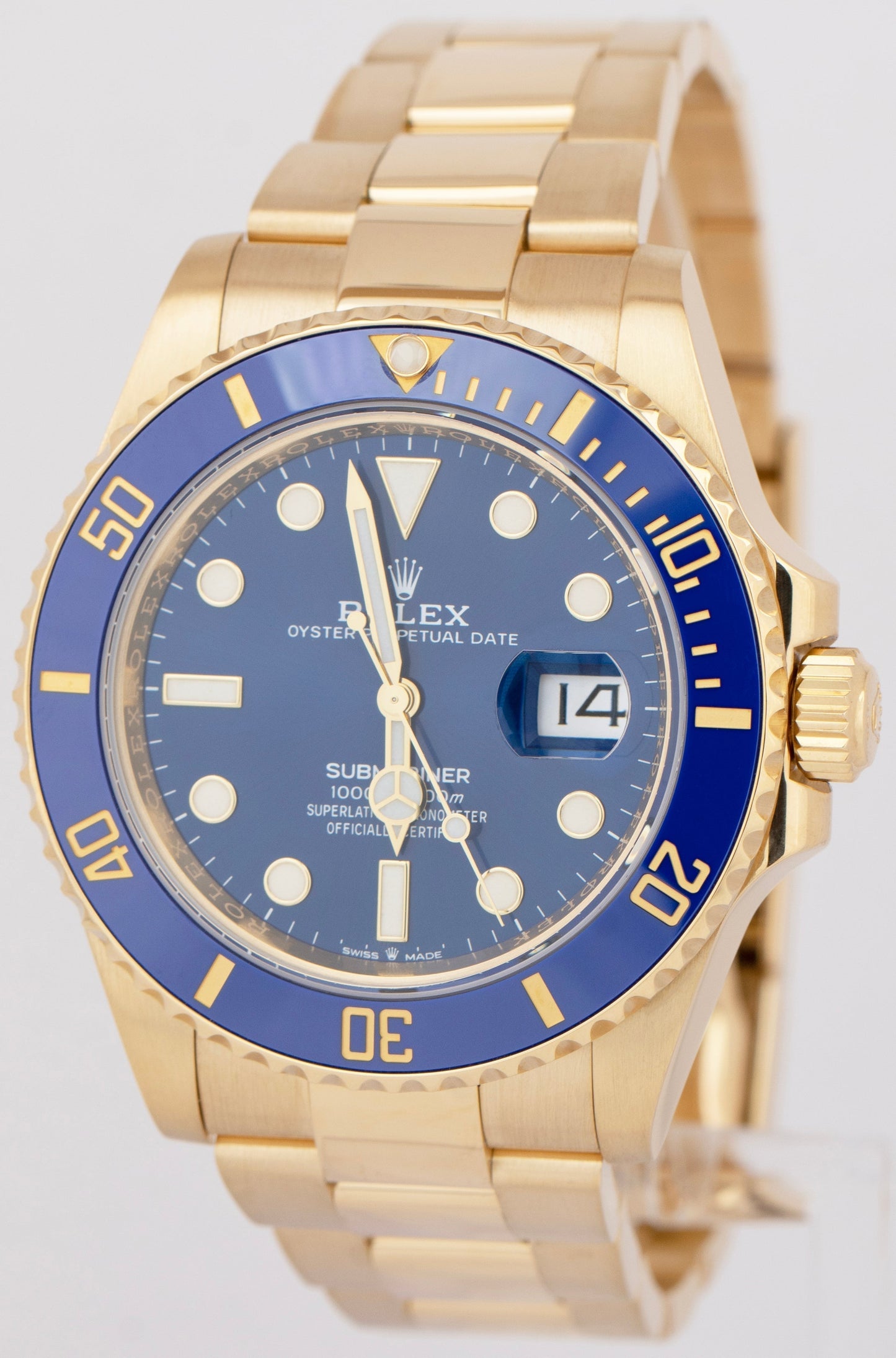 2023 NEW PAPERS Rolex Submariner Date 41 Yellow Gold Blue Watch 126618 LB B+P