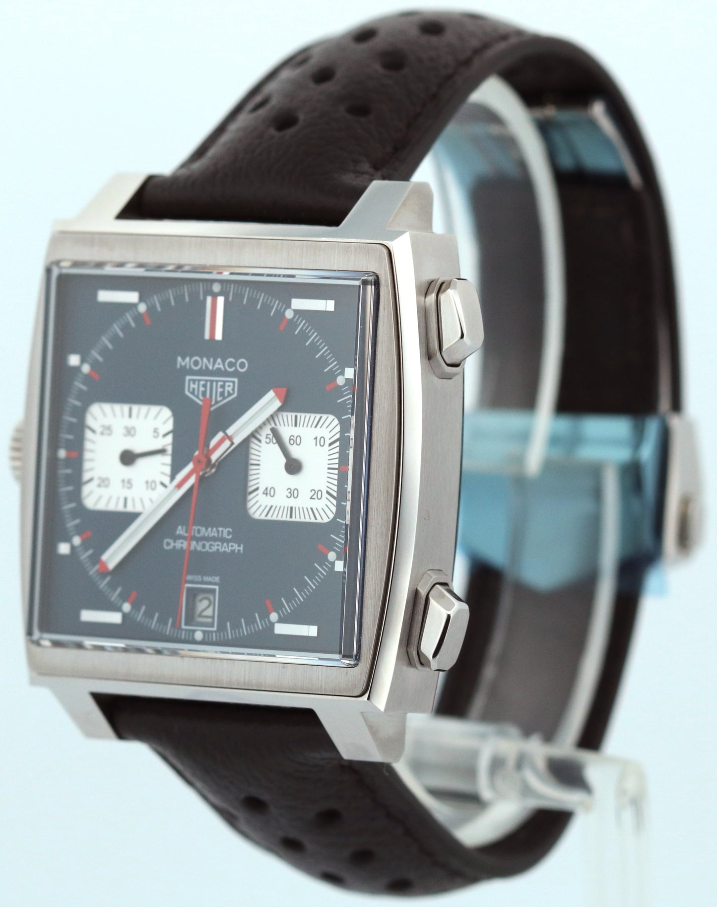 2025 Tag Heuer Monaco STEVE MCQUEEN Blue Leather Steel 39mm CAW211P.FC6356 BOX