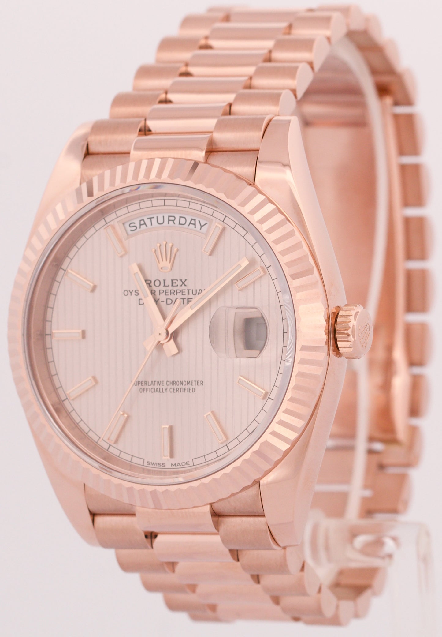 MINT Rolex Day-Date President 40mm SUNDUST TAPESTRY 18K Rose Gold 228235 BOX