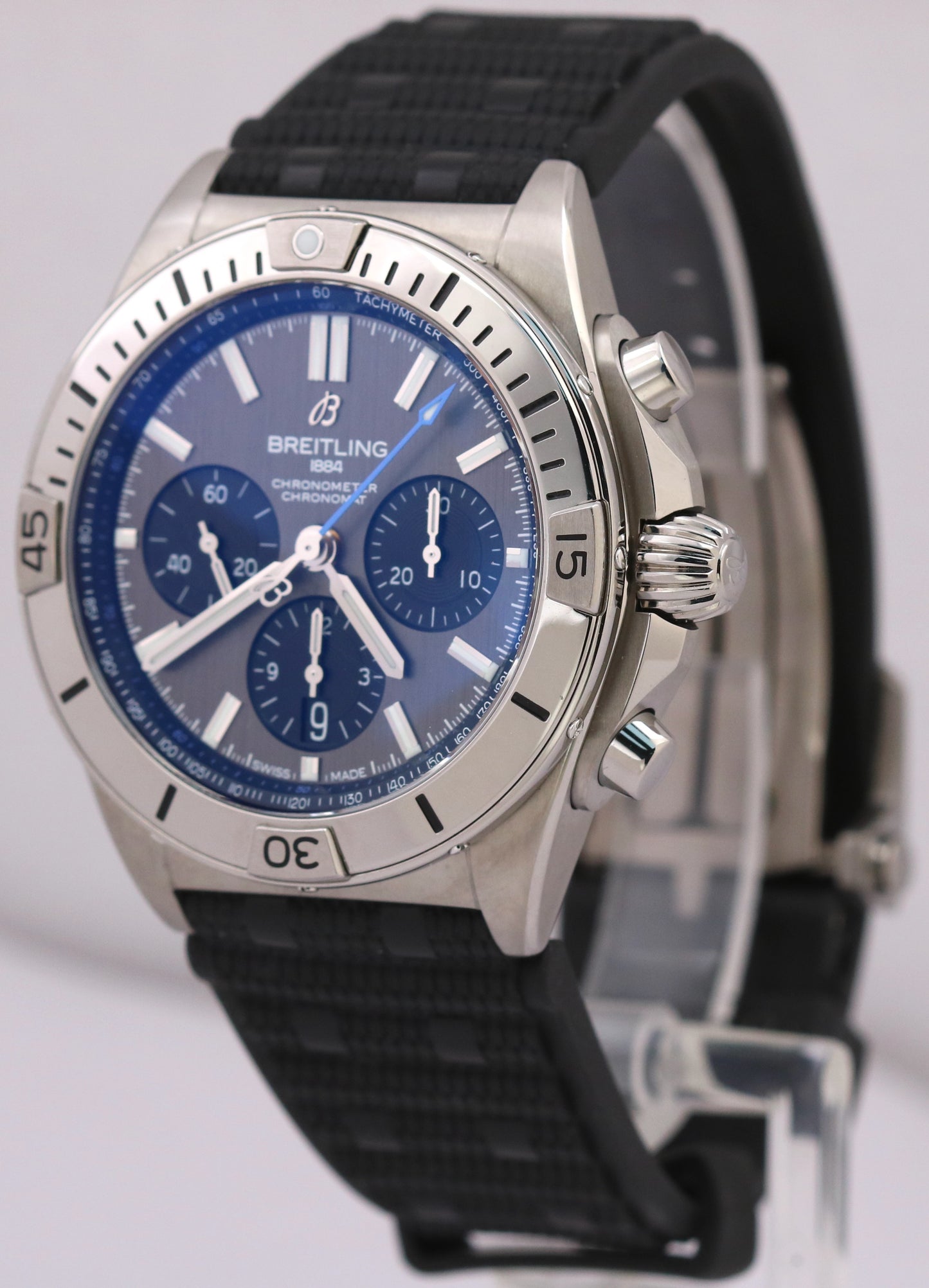 2024 PAPERS Breitling Chronomat B01 TITANIUM Gray Rubber EB0134 42mm Watch BOX