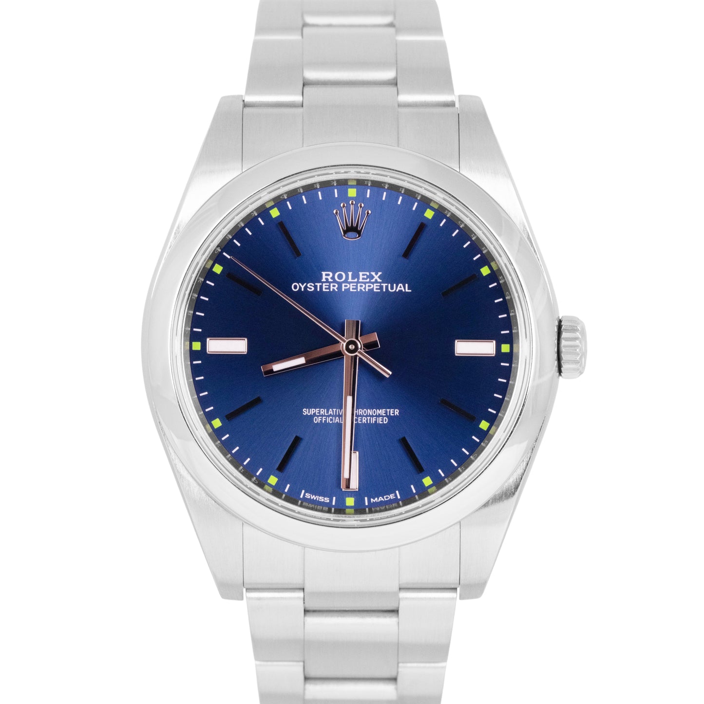 MINT Rolex Oyster Perpetual BLUE 39mm Stainless Steel Automatic Watch 114300 BOX