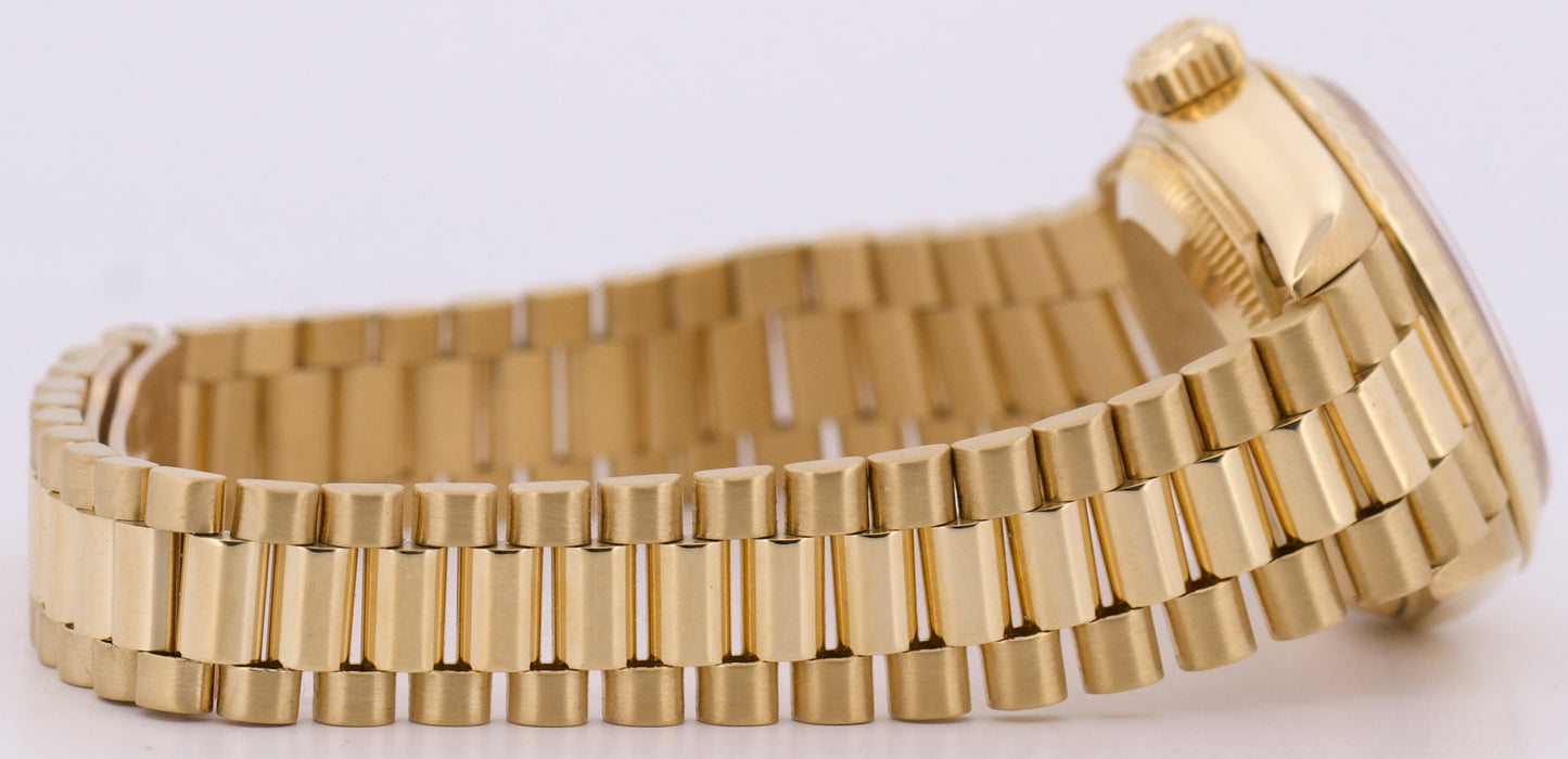 PAPERS Ladies Rolex DateJust President 26mm MOP DIAMOND 18K Gold 69178 BOX