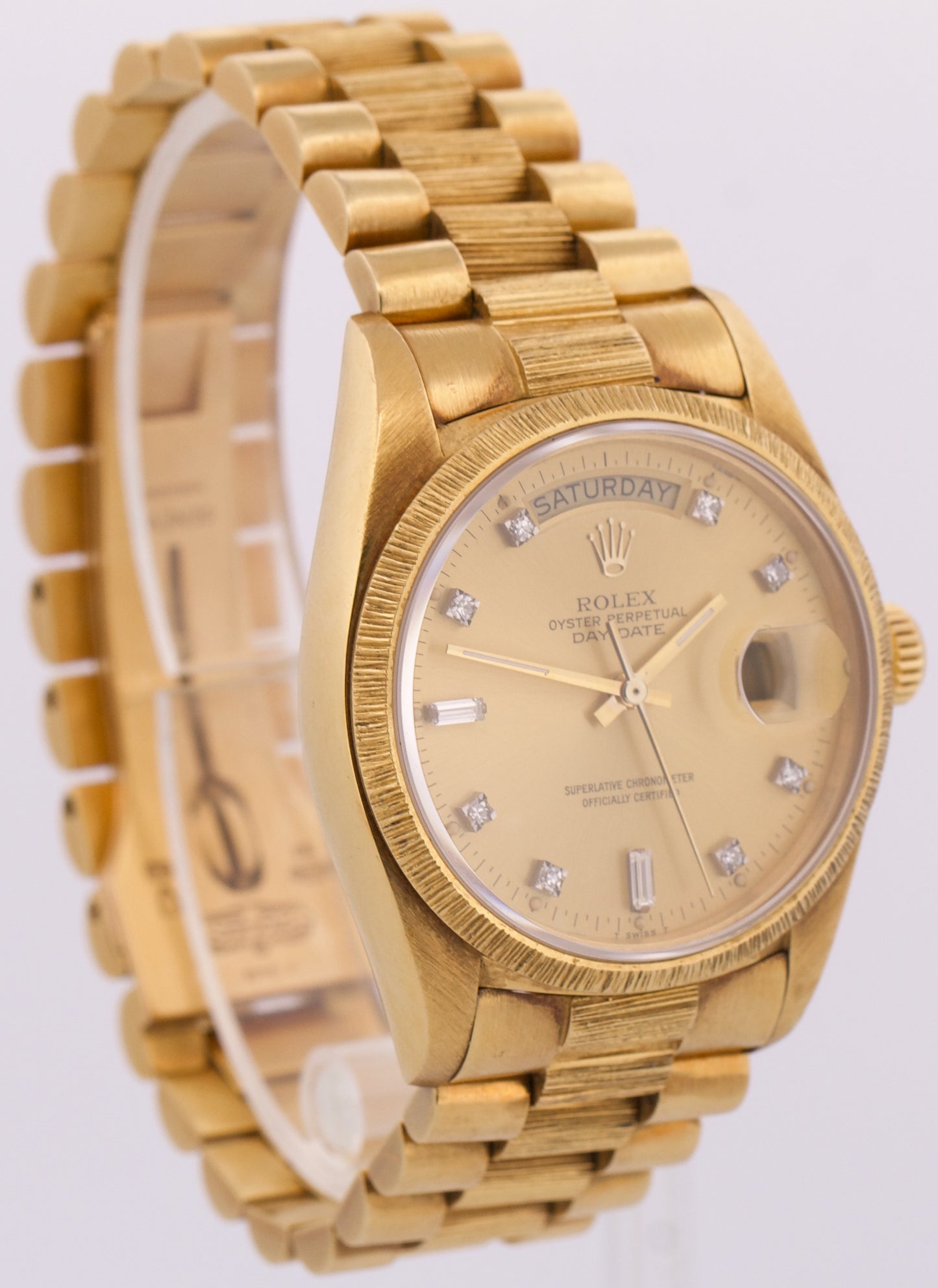 1978 Rolex Day-Date President 36mm FACTORY CHAMPAGNE DIAMOND 18K BARK 18078