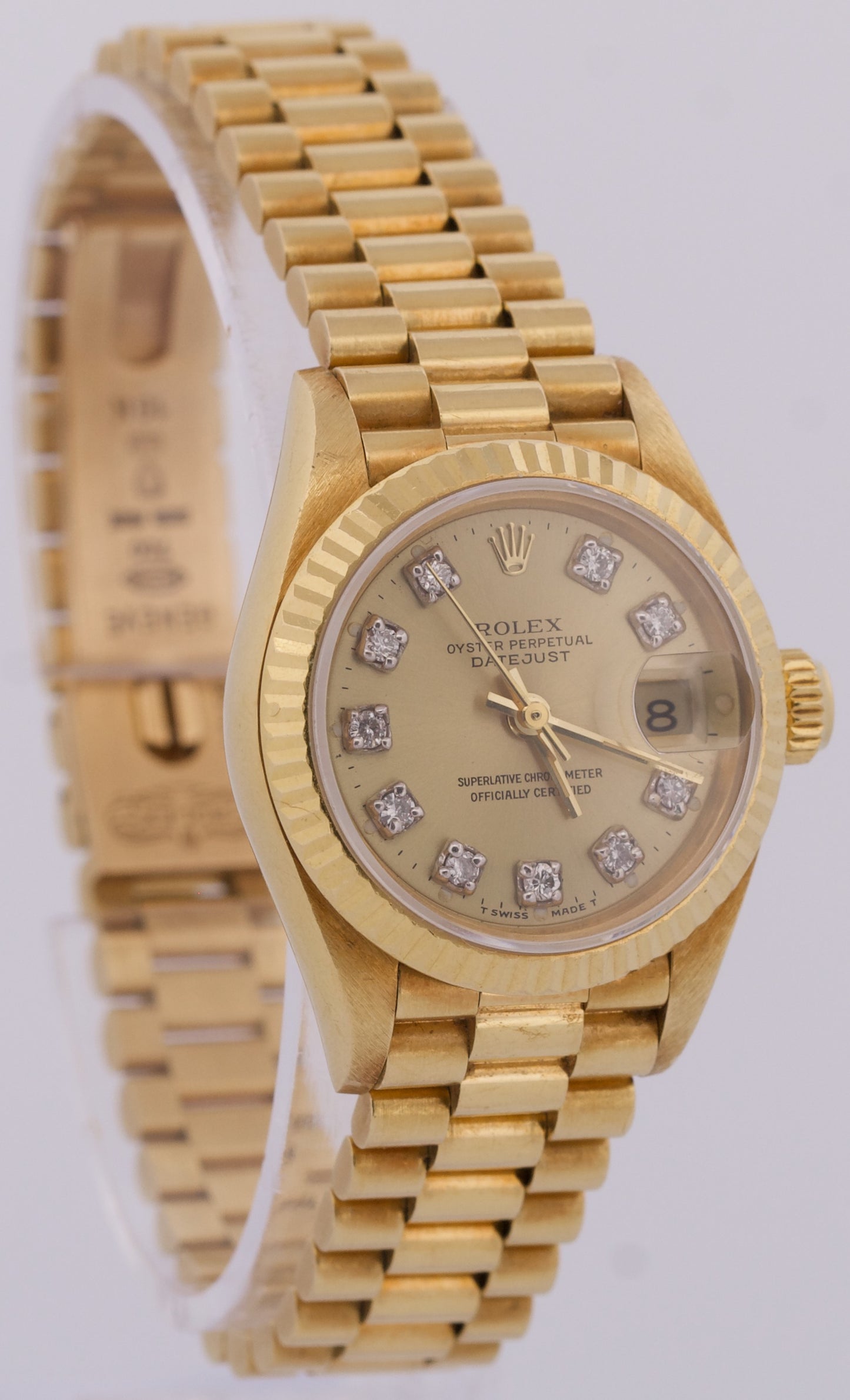 Rolex DateJust President 26mm CHAMPAGNE DIAMOND 18K Yellow Gold 69178 BOX