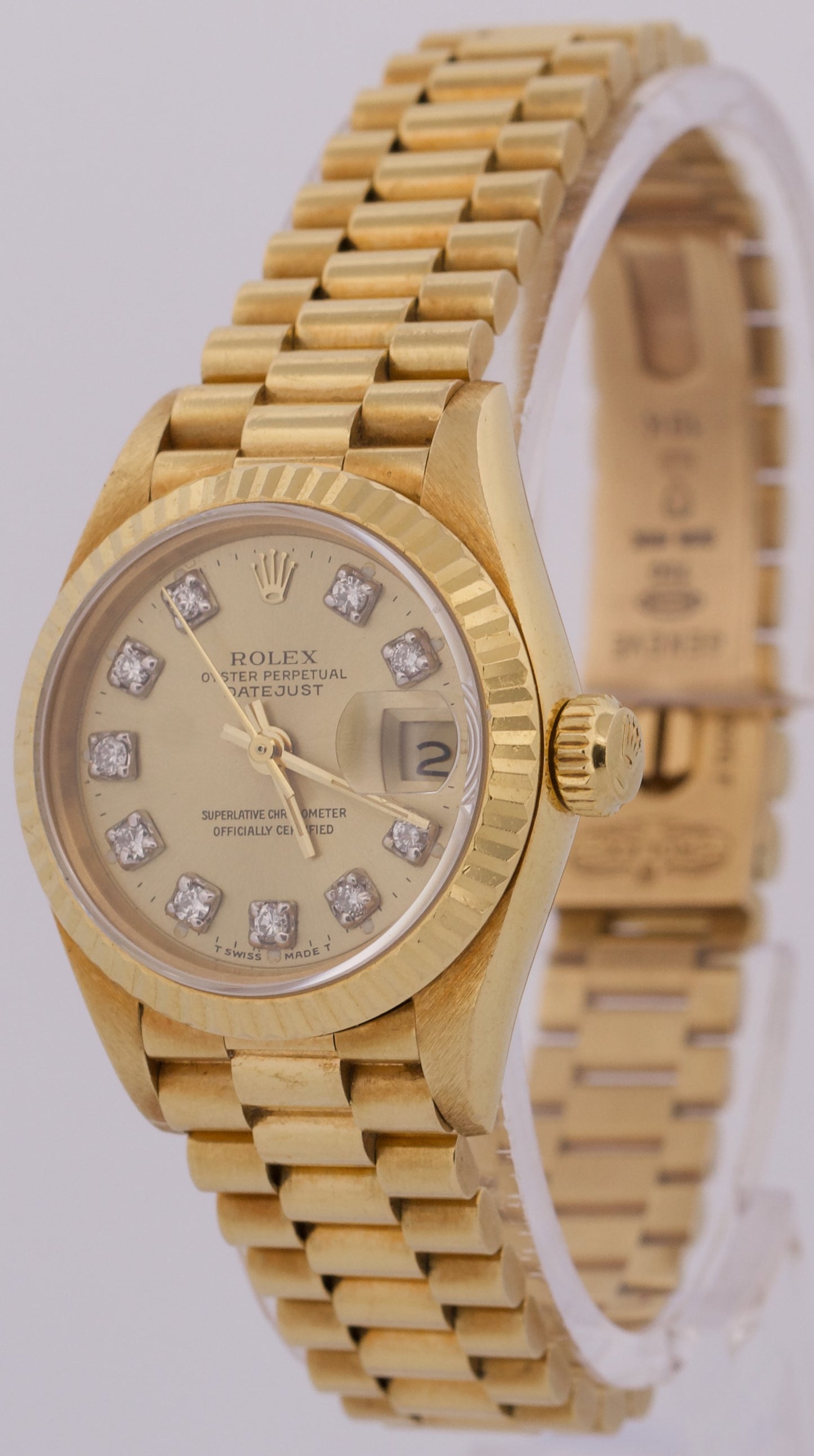 Rolex DateJust President 26mm CHAMPAGNE DIAMOND 18K Yellow Gold 69178 BOX