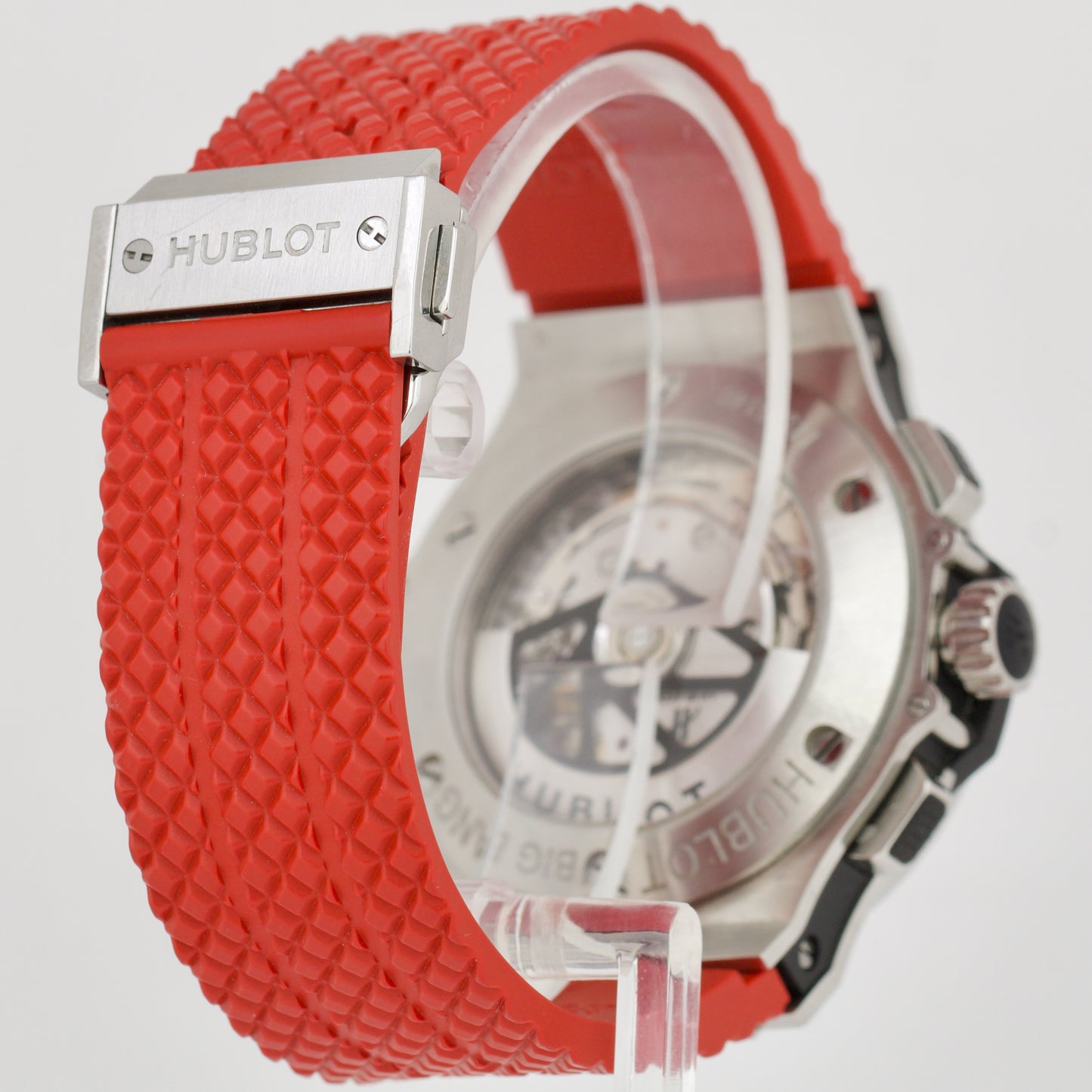 Hublot Big Bang Stainless Steel RED Black 44mm Rubber 301.SX.130.RX Chrono Watch