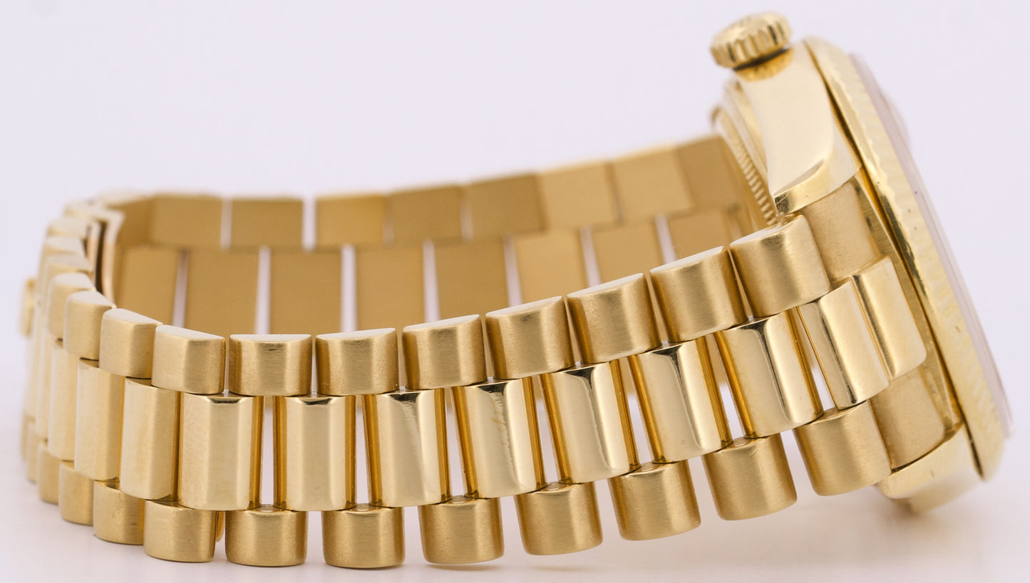 1985 Rolex Day-Date President CHAMPAGNE 36mm 18K Yellow Gold Fluted Watch 18038