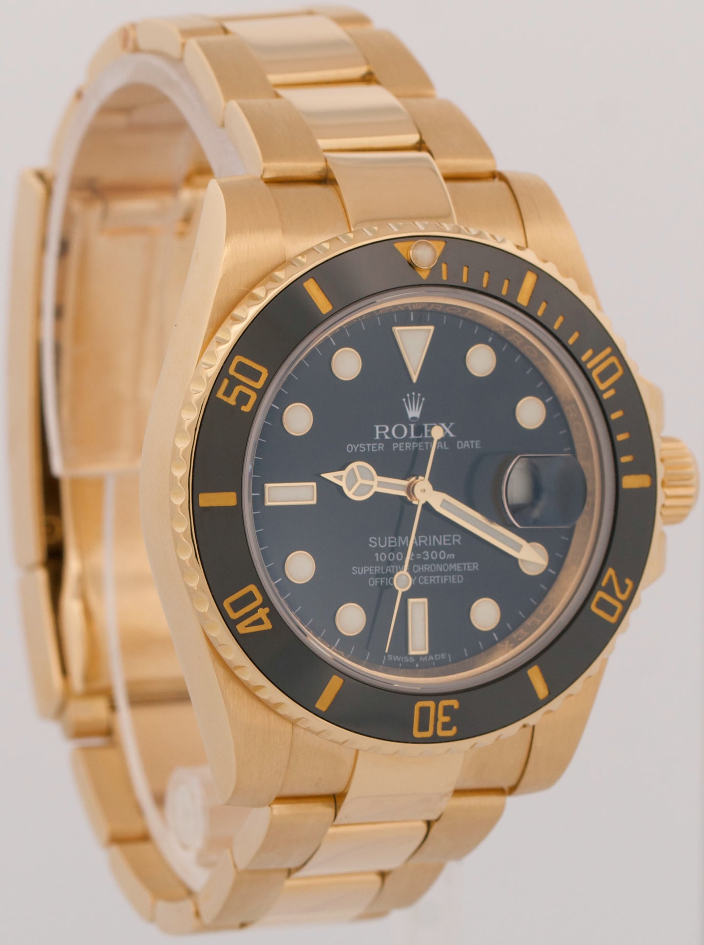MINT PAPERS Rolex Submariner Date Ceramic 18K Yellow Gold Black 40mm 116618 BOX