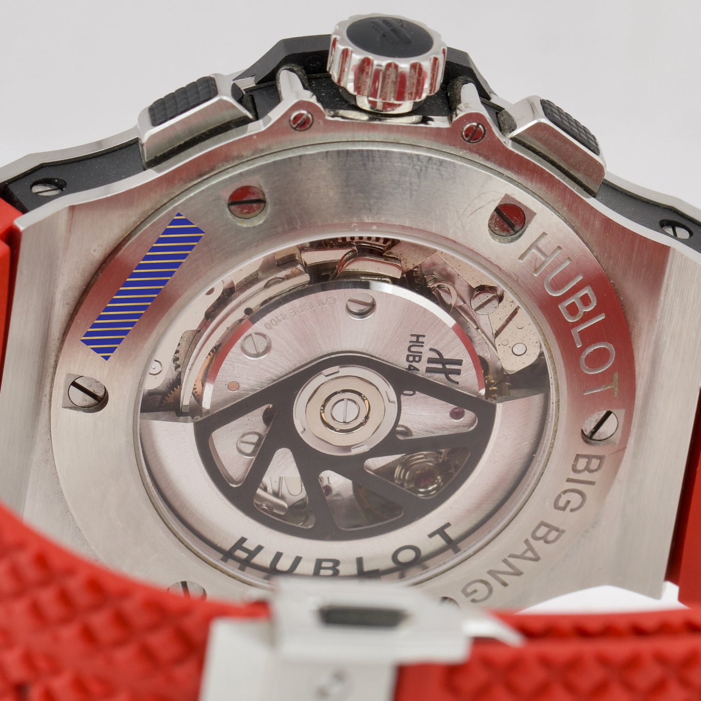 Hublot Big Bang Stainless Steel RED Black 44mm Rubber 301.SX.130.RX Chrono Watch