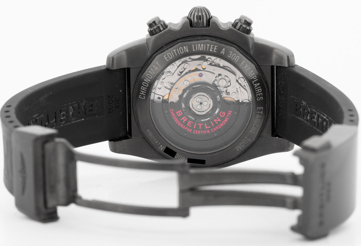 Breitling Chronomat Carbon Blacksteel PVD RED Chronograph 44mm Watch MB0141