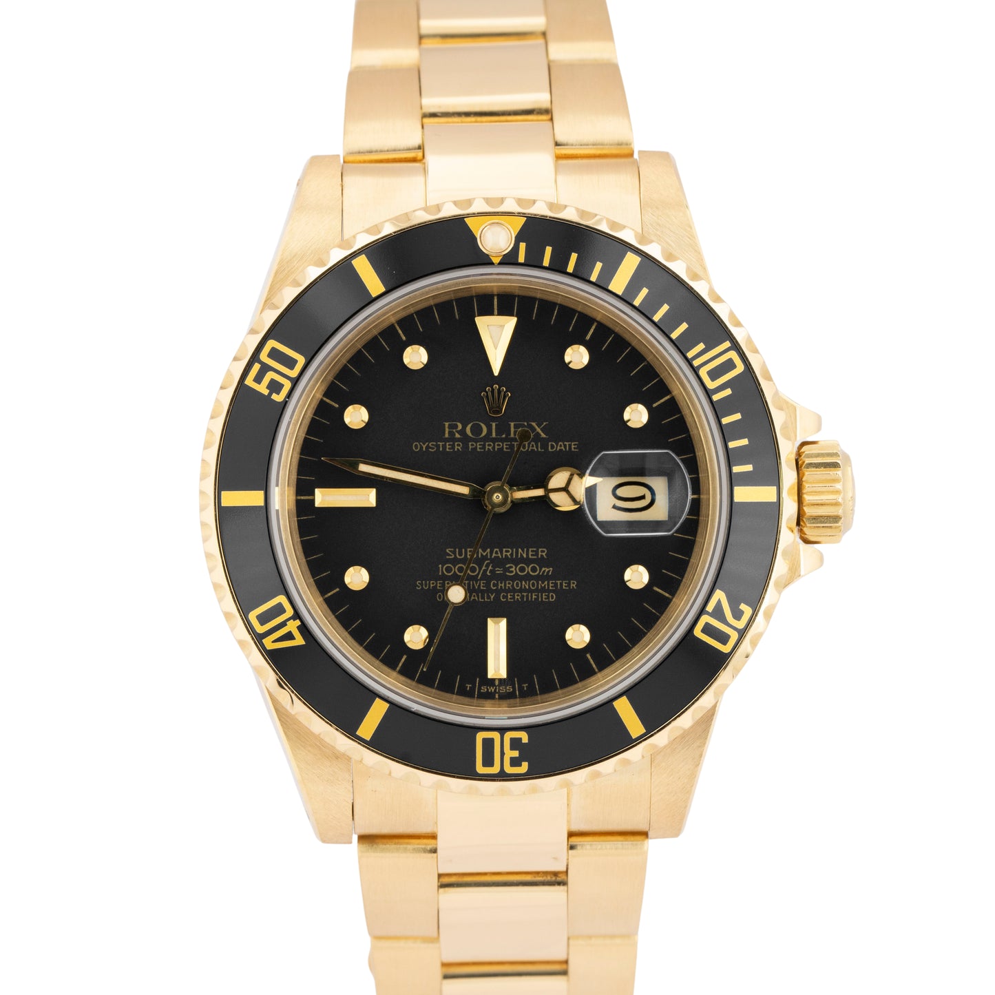 MINT 1983 Rolex Submariner Date Black NIPPLE 18K Yellow Gold 40mm 16808 Watch