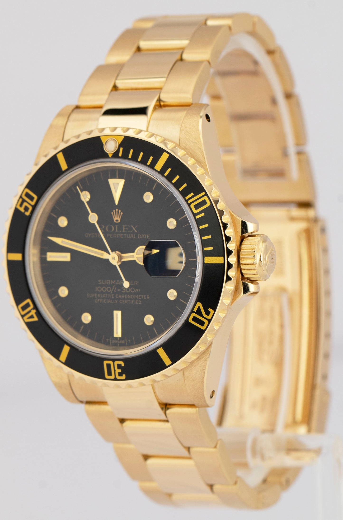 MINT 1983 Rolex Submariner Date Black NIPPLE 18K Yellow Gold 40mm 16808 Watch
