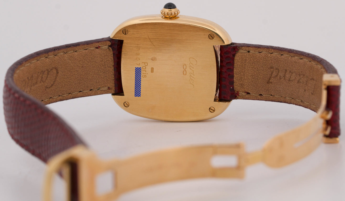 VINTAGE Ladies Cartier Gondole WHITE ROMAN 18K Yellow Gold 24mm Manual 7807 BOX