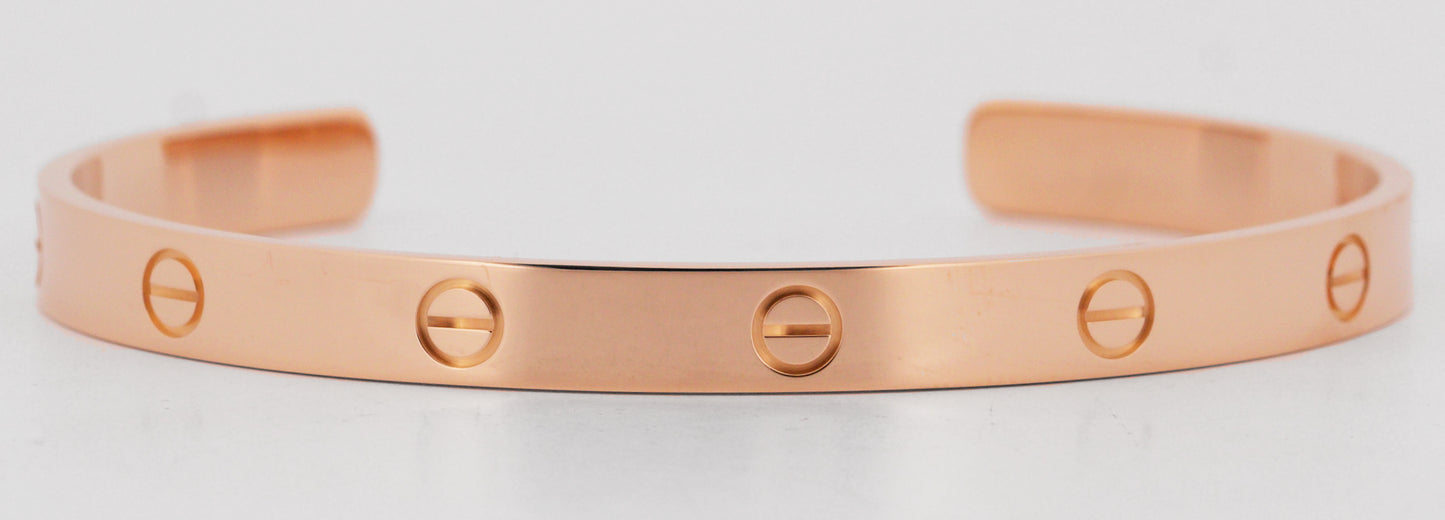 2020 PAPERS Cartier LOVE CUFF Bracelet Solid 18K Rose Gold Size 20 AU 750 BOX