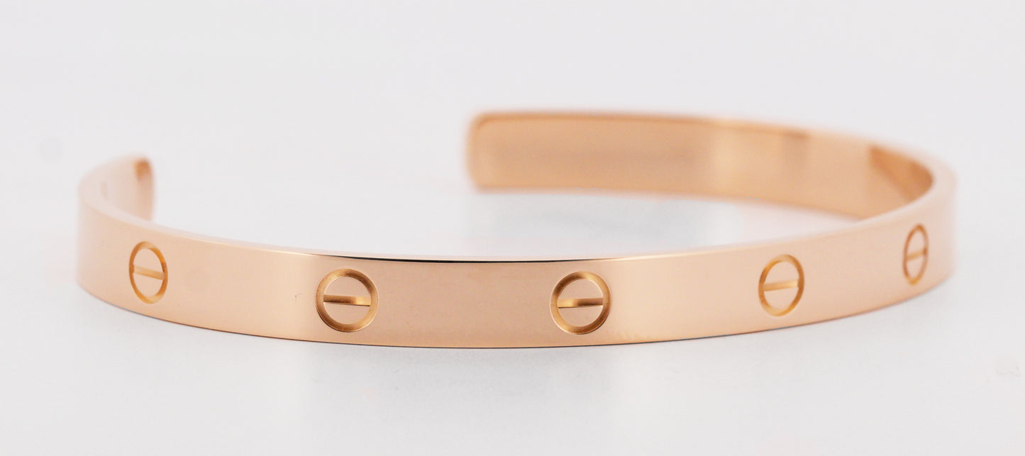 2020 PAPERS Cartier LOVE CUFF Bracelet Solid 18K Rose Gold Size 20 AU 750 BOX