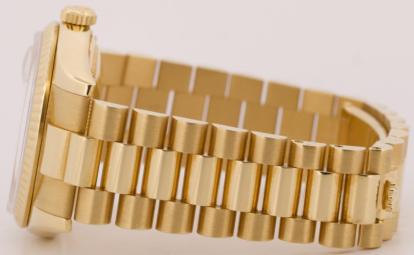 Rolex Day-Date President WHITE 18K Yellow Gold Fluted 36mm 118238 Watch BOX