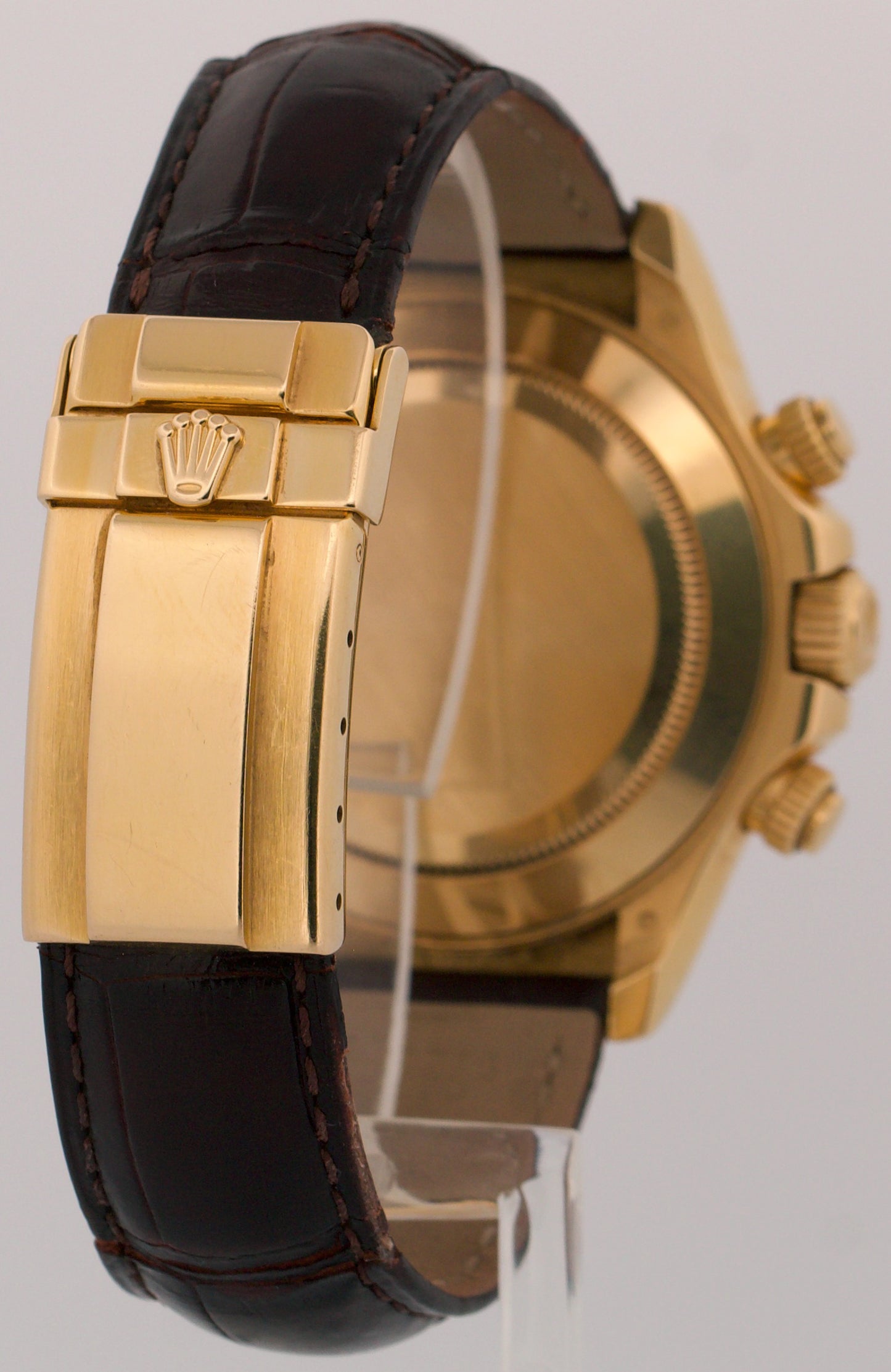 PAPERS Rolex Daytona Cosmograph BLUE RACING 18K Yellow Gold Leather 116518 BOX