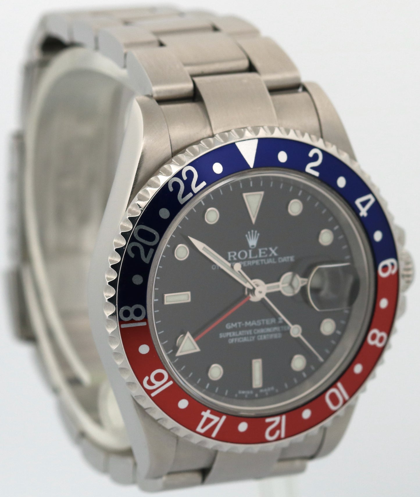 Rolex GMT-Master II PEPSI Blue Red Stainless Steel Oyster NO-HOLES Black 16710