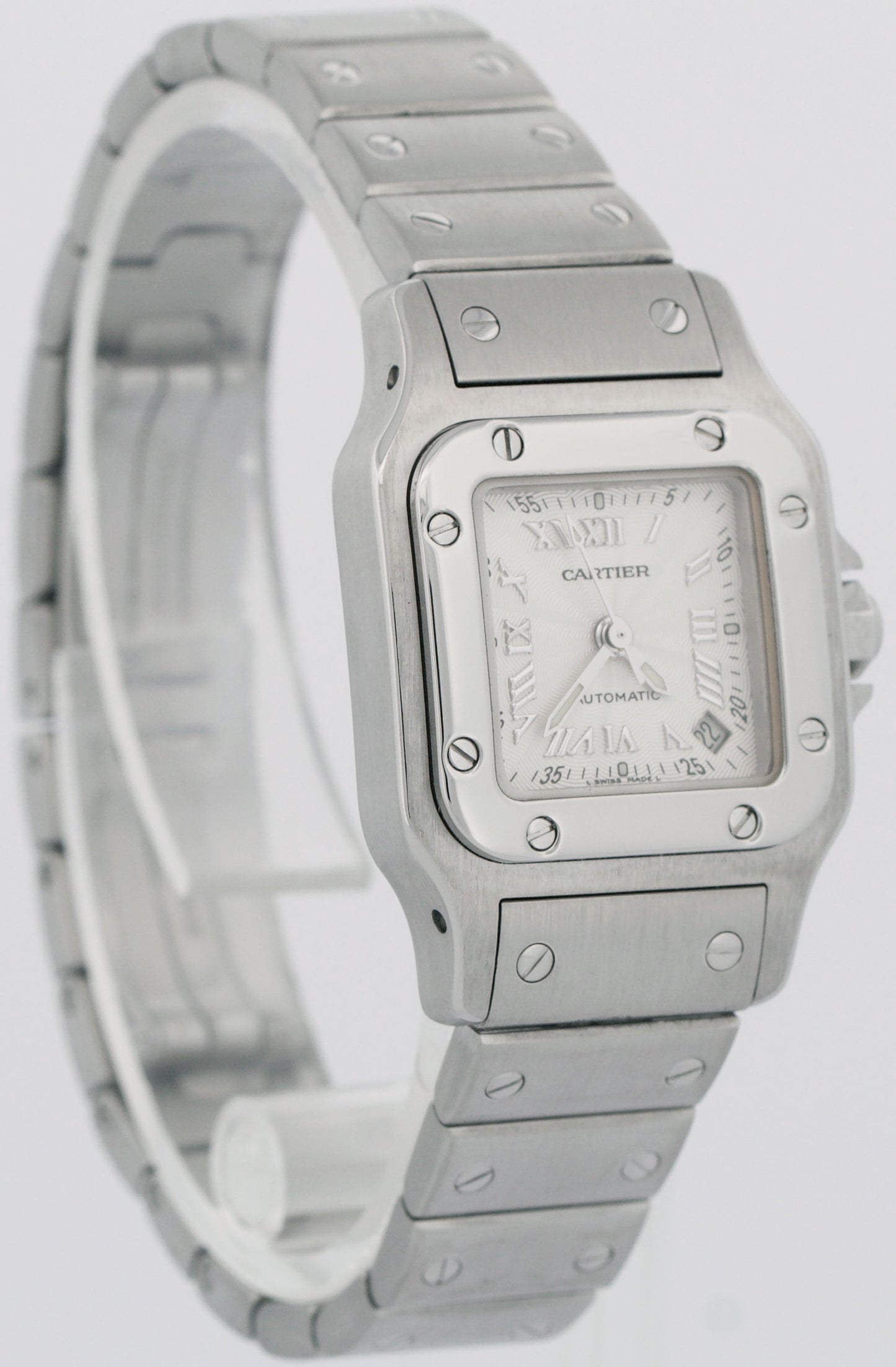 MINT PAPERS Cartier Santos Galbee Steel SILVER Roman Automatic 24mm 2423 BOX