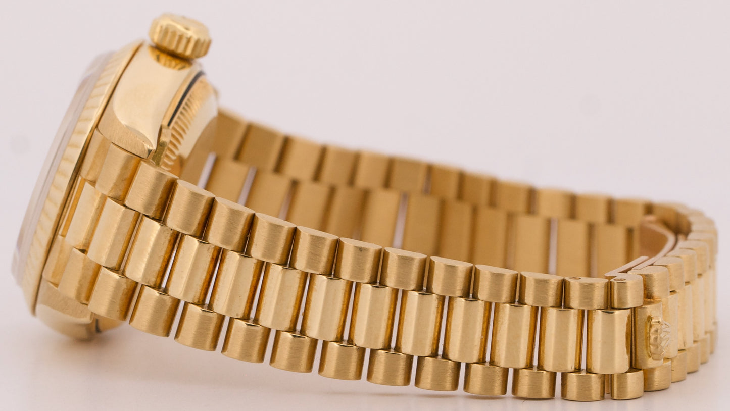 1996 Ladies Rolex DateJust President 26mm CHAMPAGNE 18K Yellow Gold Fluted 69178