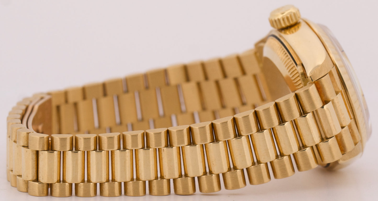 1996 Ladies Rolex DateJust President 26mm CHAMPAGNE 18K Yellow Gold Fluted 69178