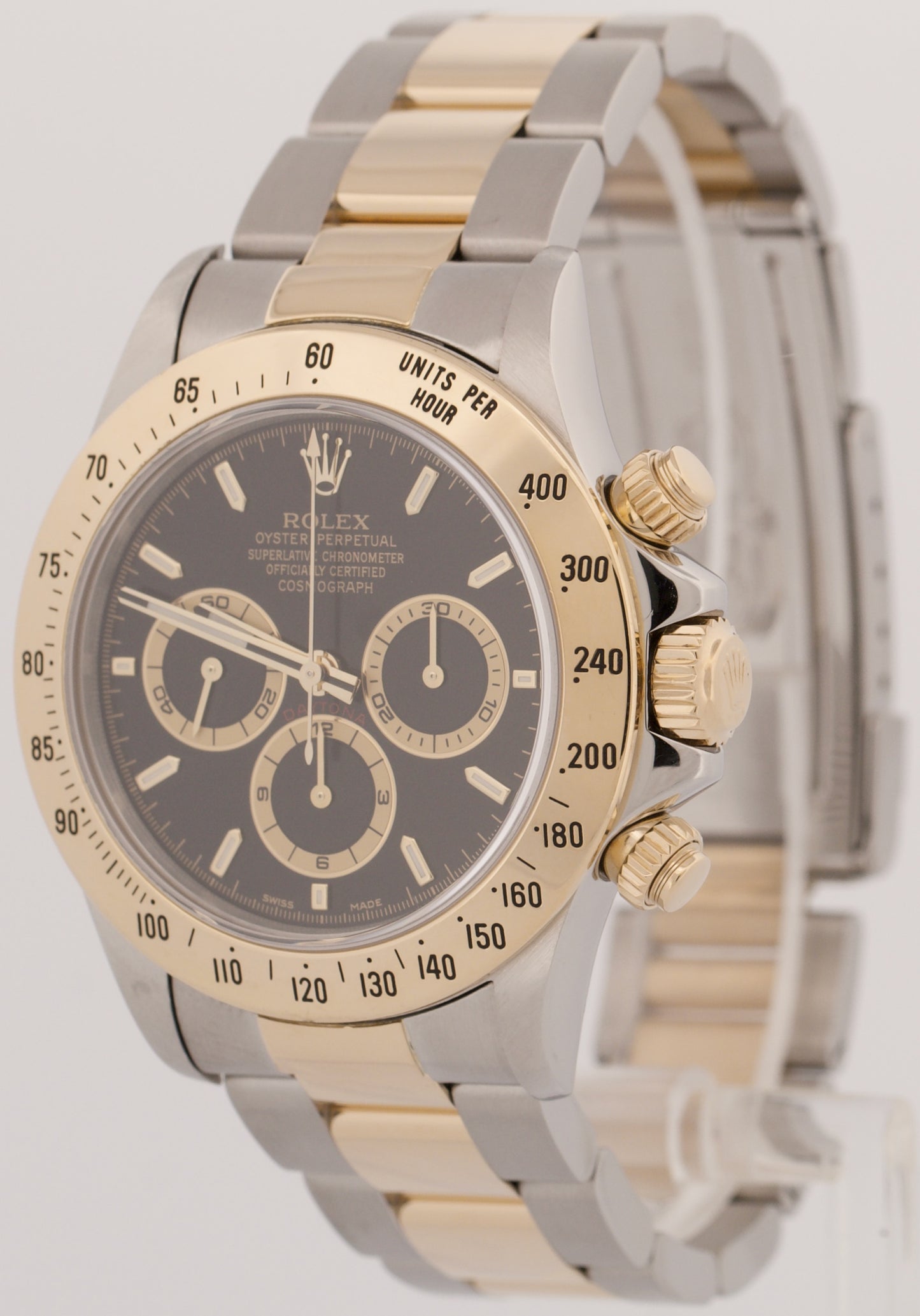 MINT 1991 Rolex Daytona Cosmograph 40mm BLACK Two-Tone 18K Gold Watch 16523