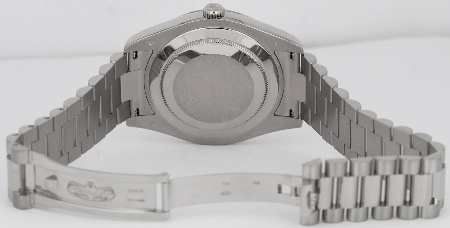PAPERS Rolex Day-Date II Presidential 41mm White Gold Silver DIAMOND 218239 BOX