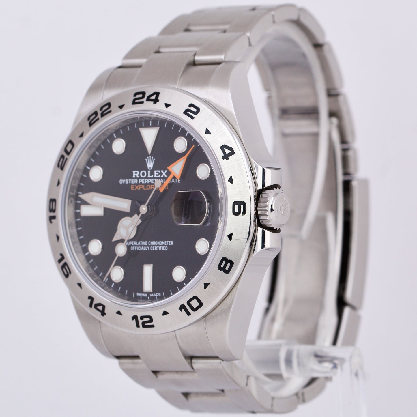 Rolex Explorer II Black Orange Stainless Steel GMT Date 42mm Oyster Watch 216570