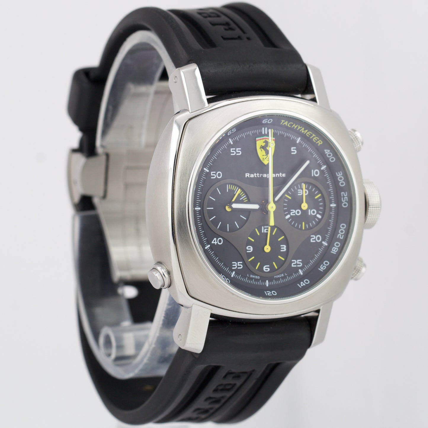 Panerai Ferrari Scuderia Rattrapante Black Steel 45mm Rubber Watch FER00010