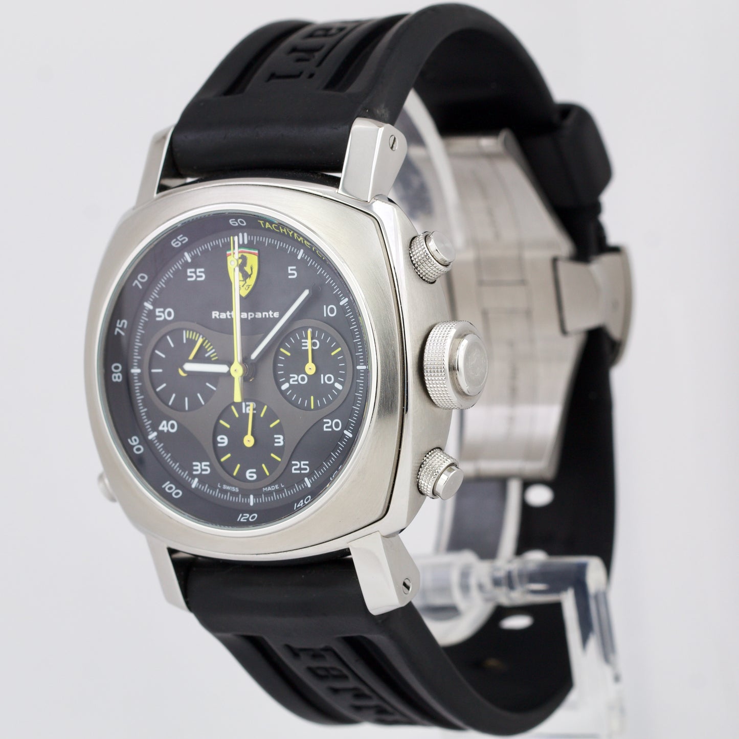 Panerai Ferrari Scuderia Rattrapante Black Steel 45mm Rubber Watch FER00010