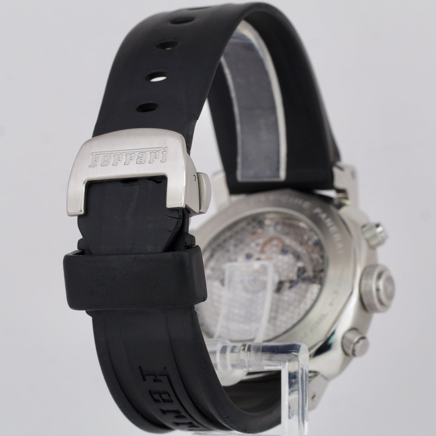 Panerai Ferrari Scuderia Rattrapante Black Steel 45mm Rubber Watch FER00010